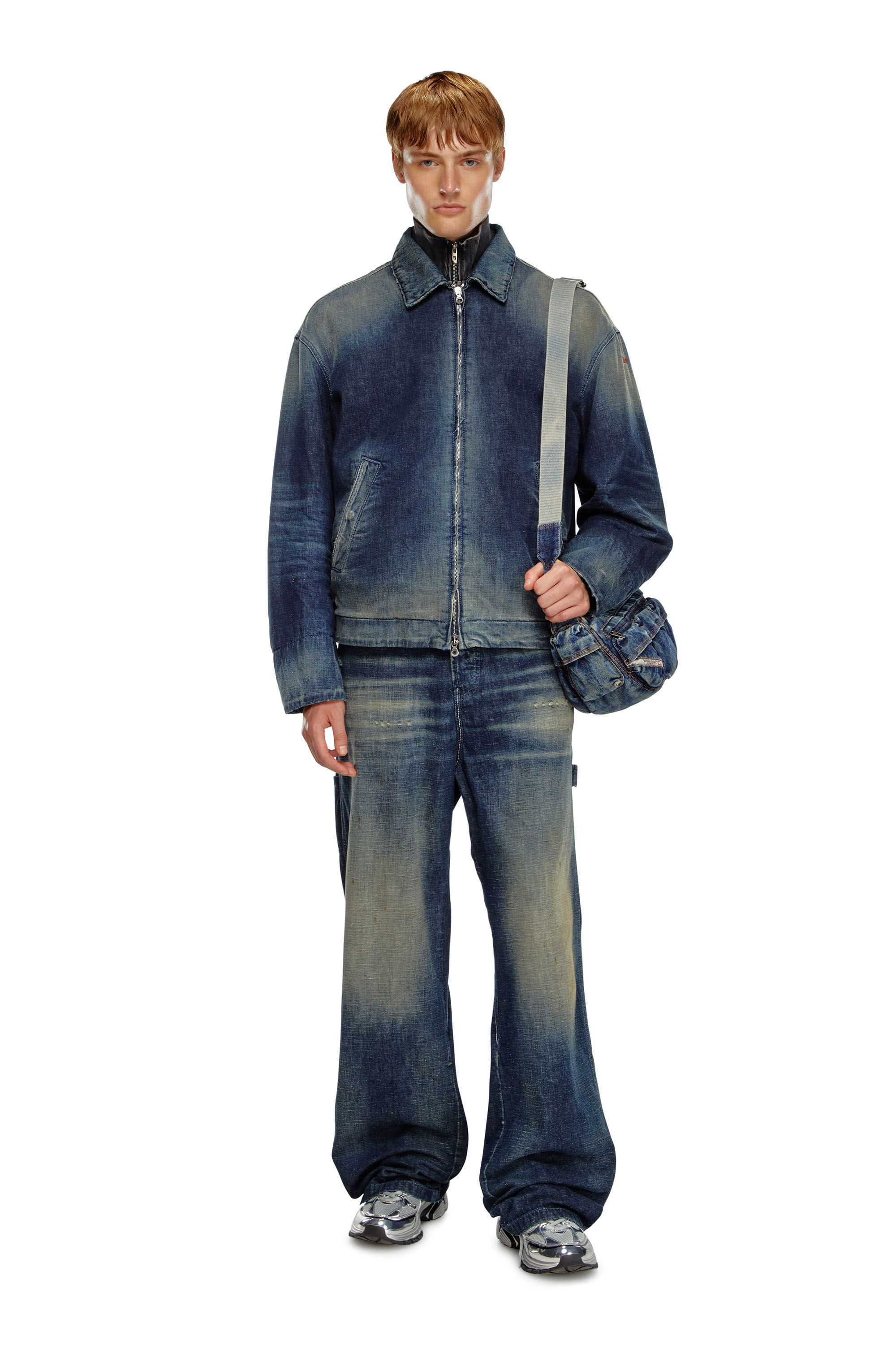 Men's Padded jacket in utility-style denim | Blue | Diesel