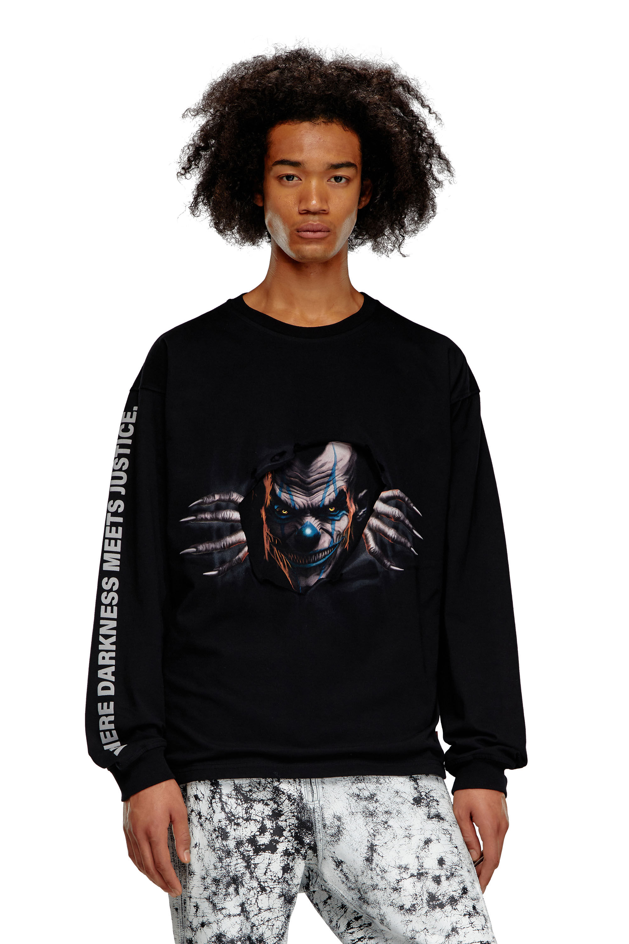 魅了 T-shirt Long-sleeve Men's with Diesel | Black | print poster トップス