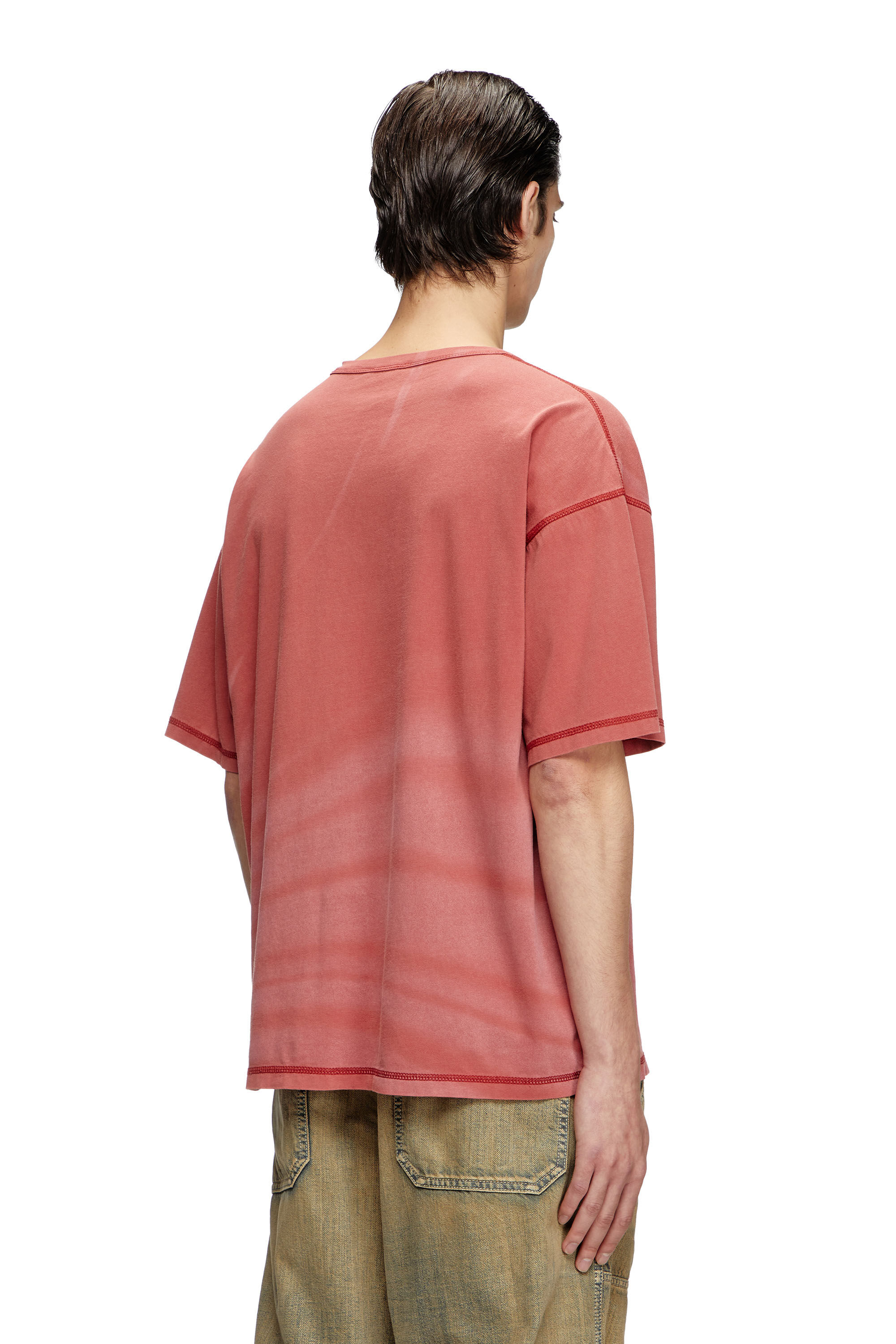 Diesel - T-ADJUST-R13, Man's Laser-faded logo T-shirt in Red - 4