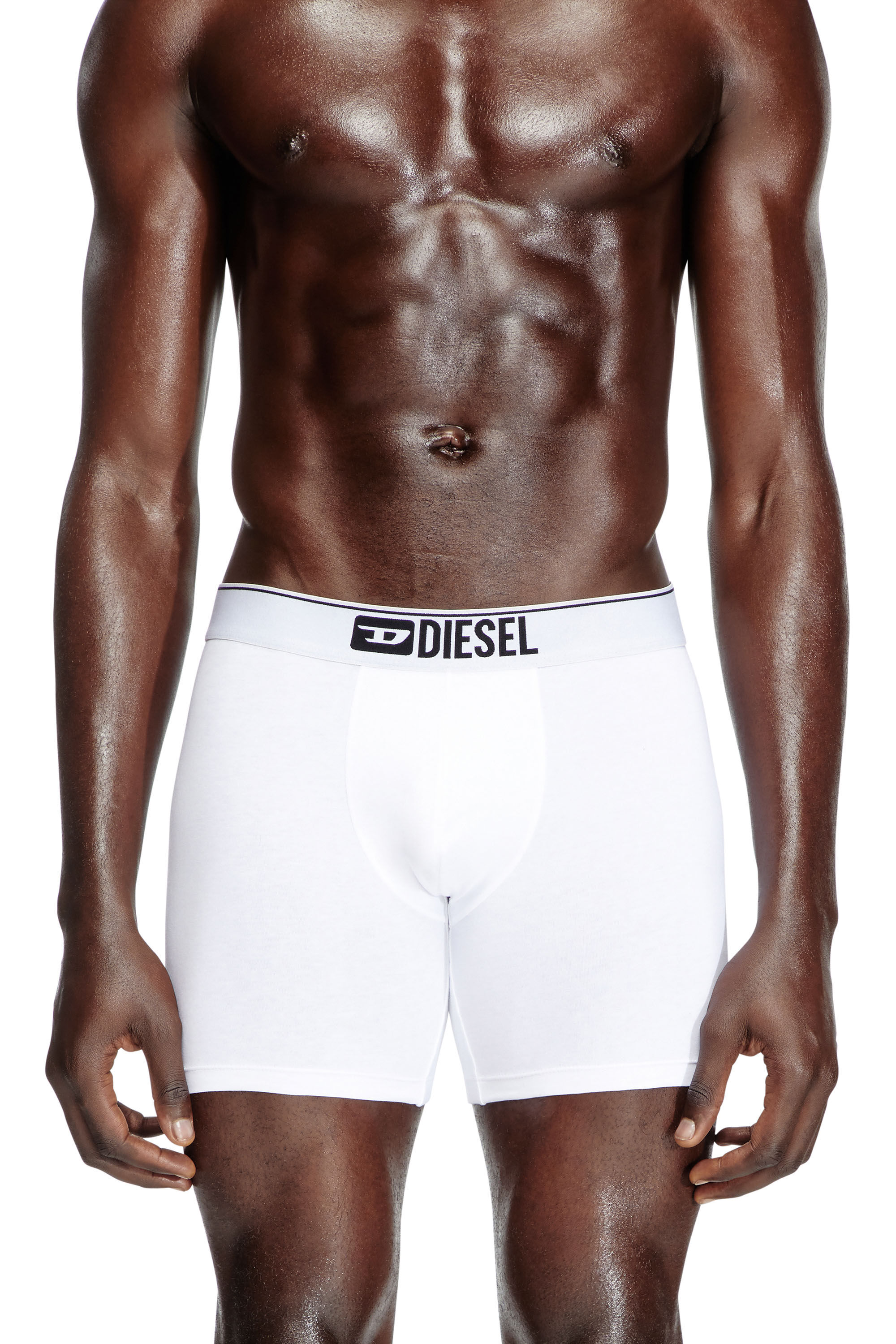 Diesel - MAX-3PACK, Man's Three-pack stretch cotton boxer briefs in Black/White - 3