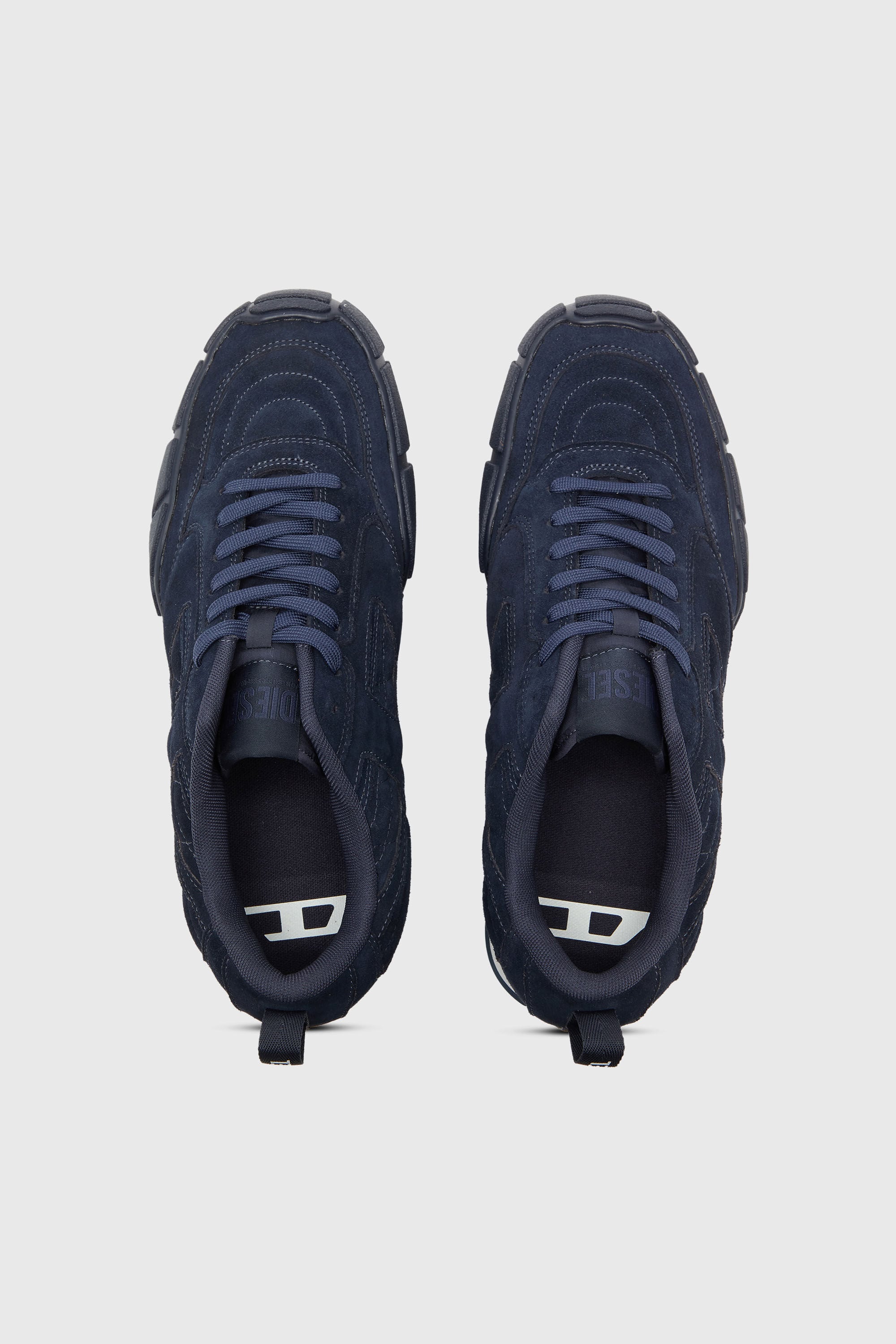 Diesel - S-PAGODHA LOW, Man's S-Pagodha-Quilted suede sneakers in Dark Blue - 4