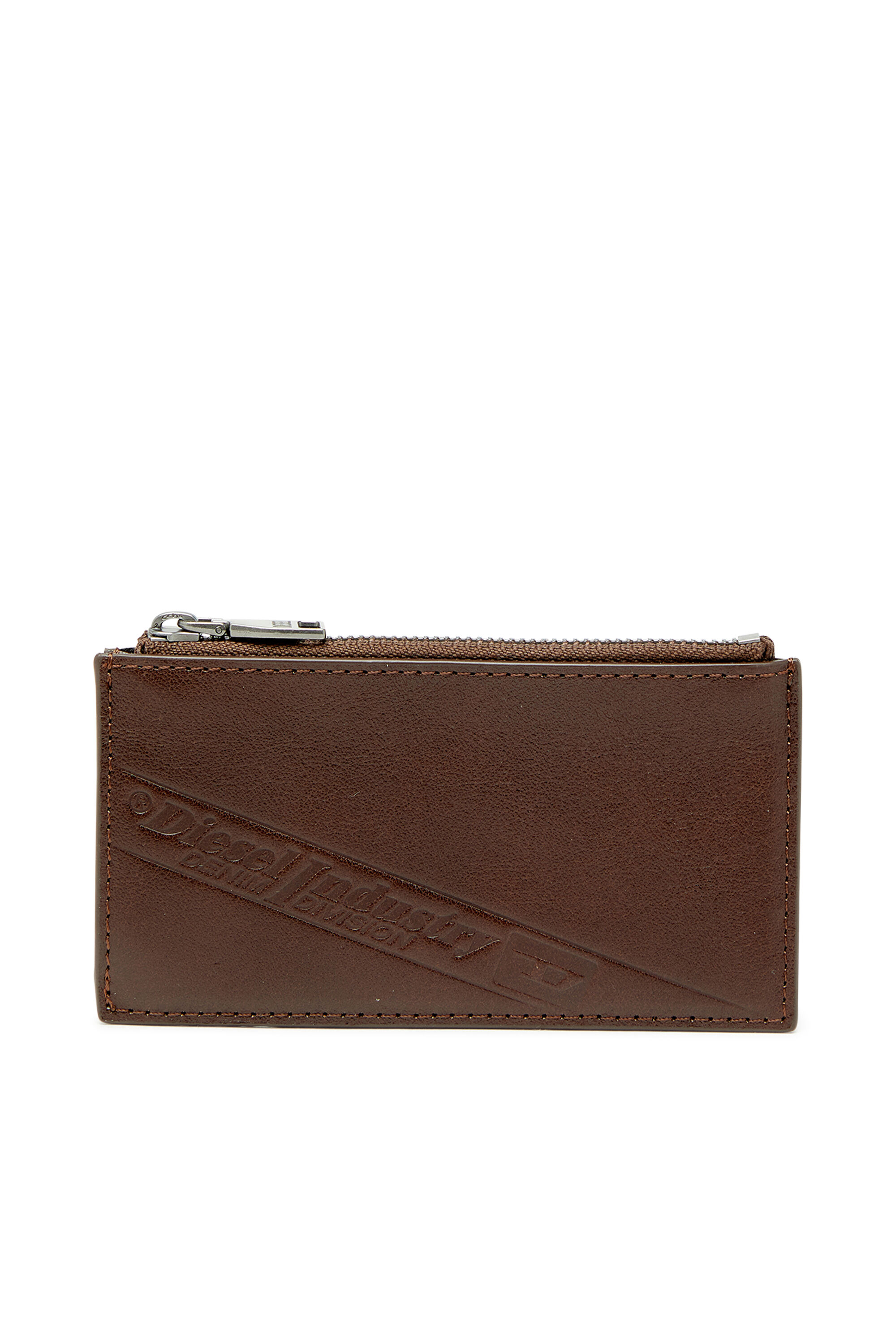 Diesel - FLAG-D CARD HOLDER III, Man's Leather card holder with zip closure in Brown - 1