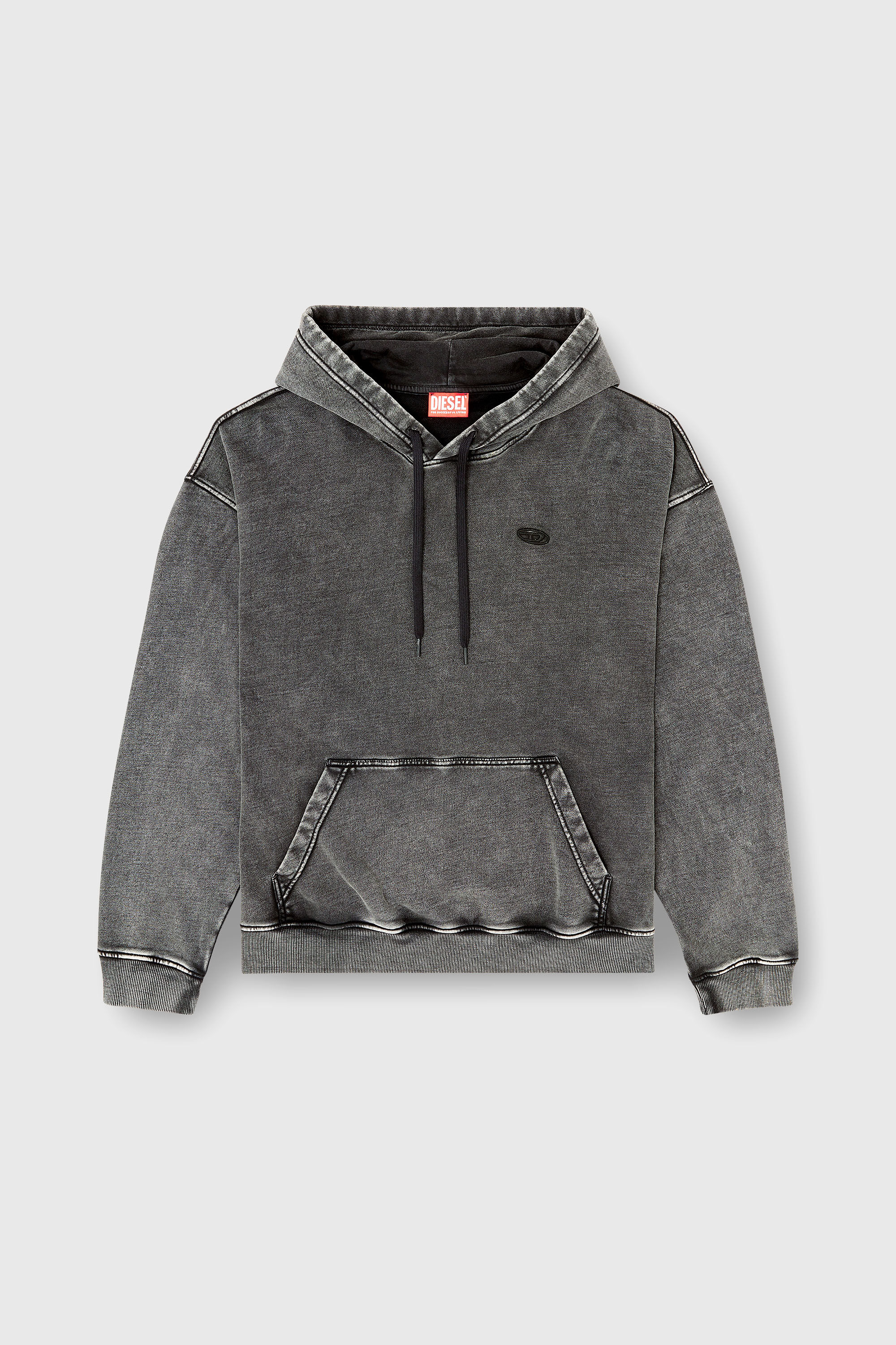 Men's Hoodie with raw-cut back patch | Grey | Diesel TR