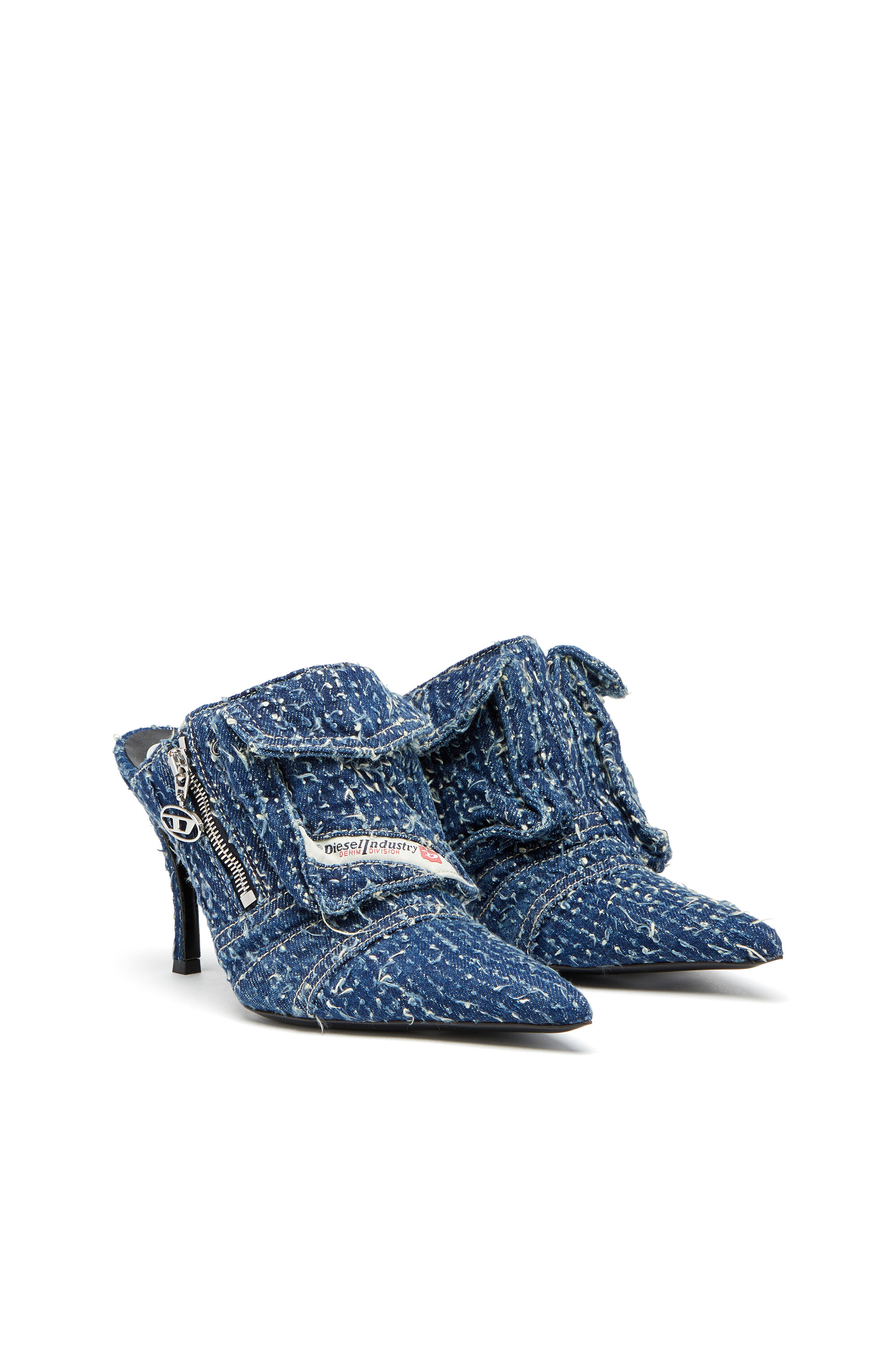 Women s D Venus Heeled mules in boucle denim Blue Diesel