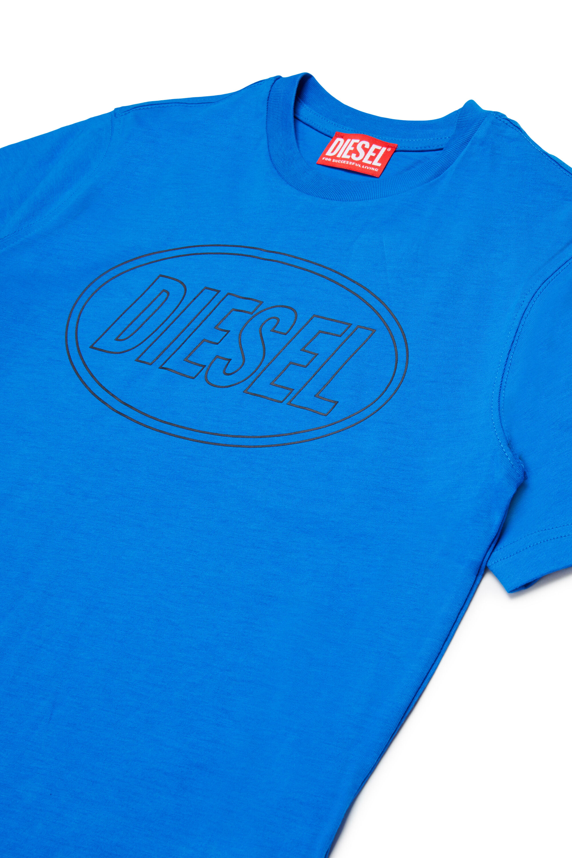 Diesel - TCIRCLE OVER, Man's Cotton T-shirt with Diesel print in Blue - 3