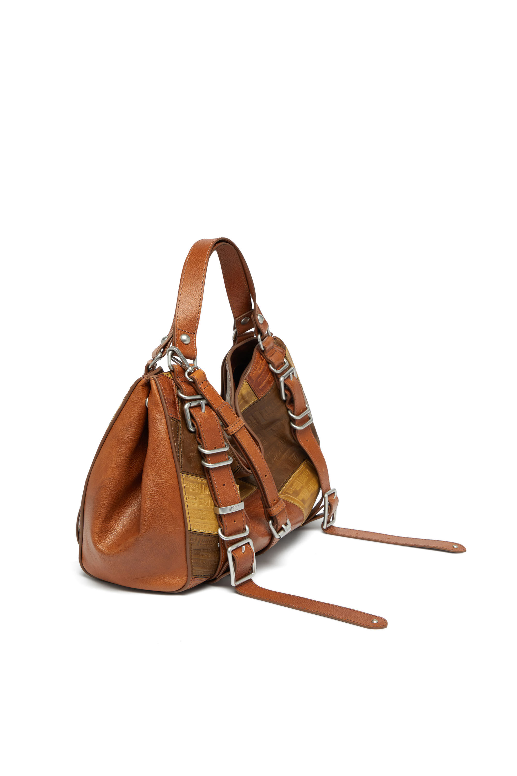 ナ*ト様 DIESEL ハンドバッグ ブラウン レザー Women's D-One-Medium top-handle bag in patchwork leather | Brown