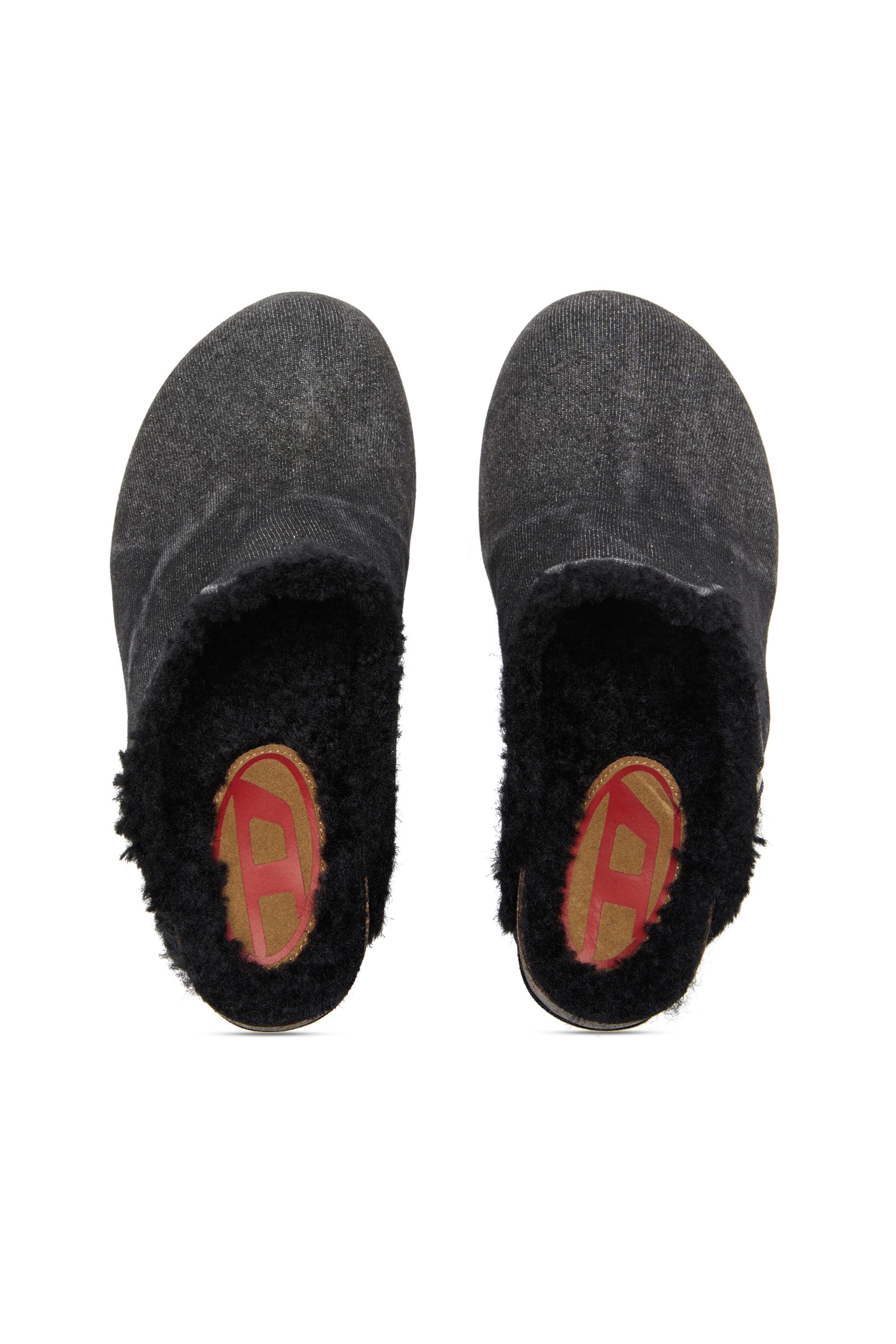 Women's D-Woodstock-Plush-lined denim mules | Black | Diesel
