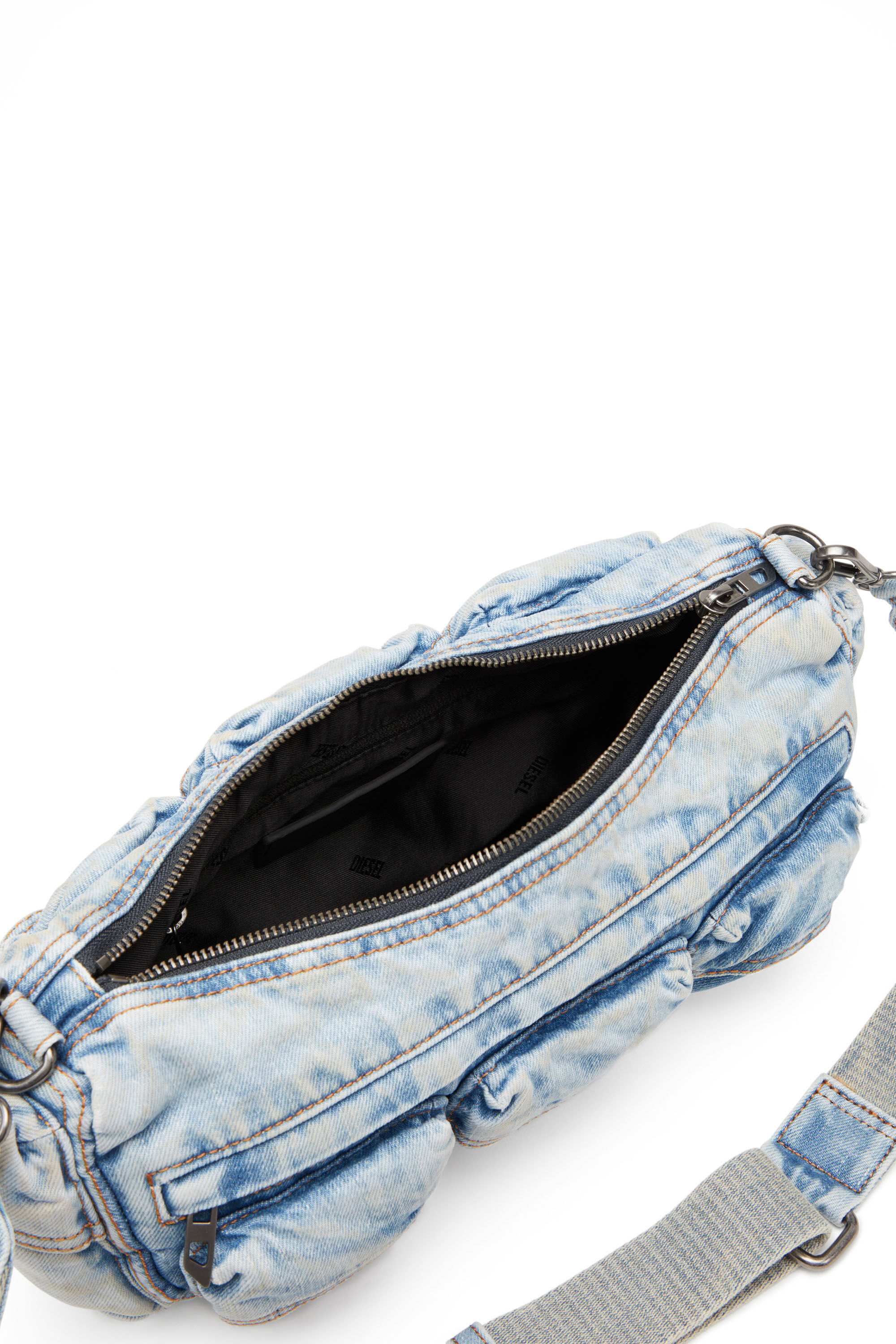 Travel 3000 Shoulder Bag X - Multipocket bag in treated Denim | Diesel