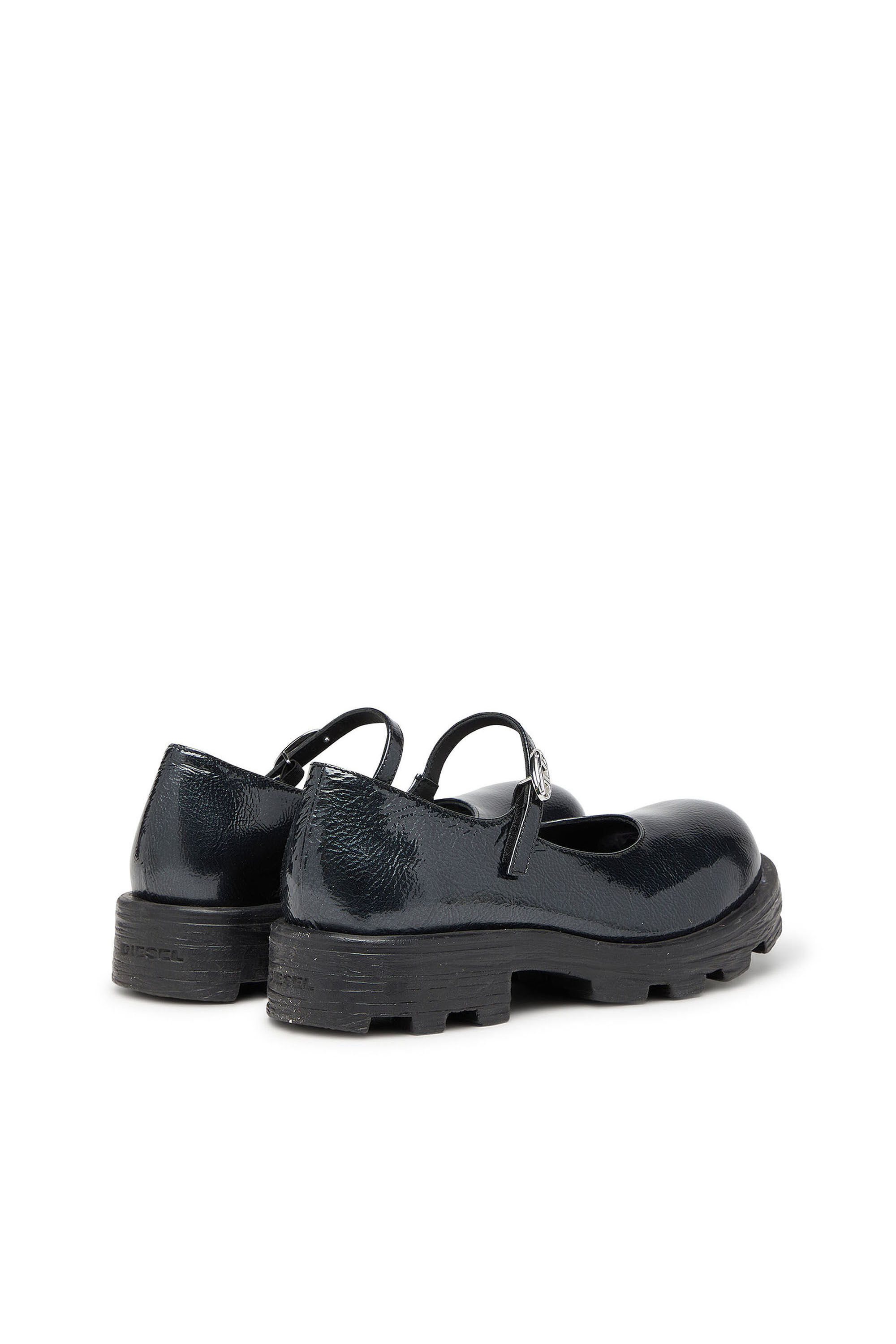 Diesel - D-HAMMER MARY JANE, Woman's D-Hammer - Lugged Mary Jane flats in patent leather in Black - 3