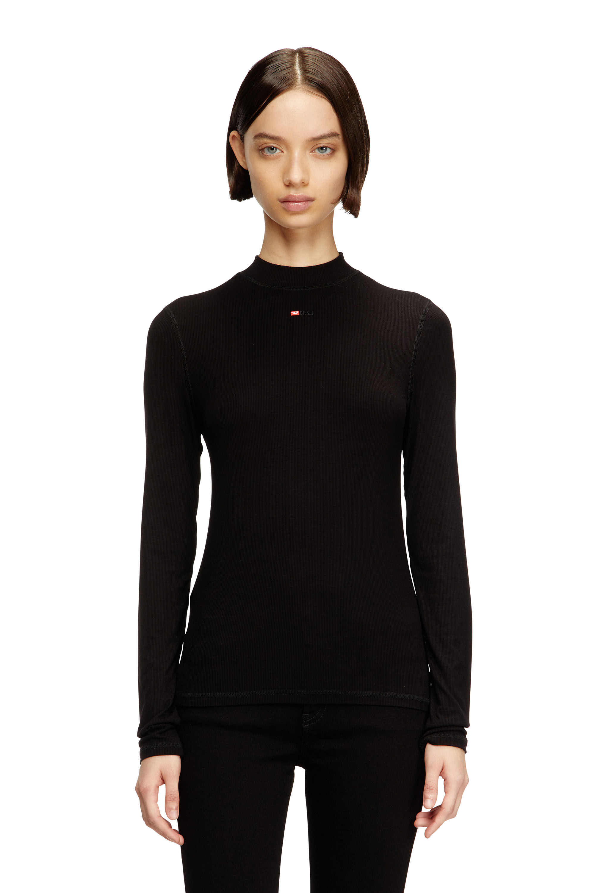 Men's Mock-neck top with micro logo | Black | Diesel TR