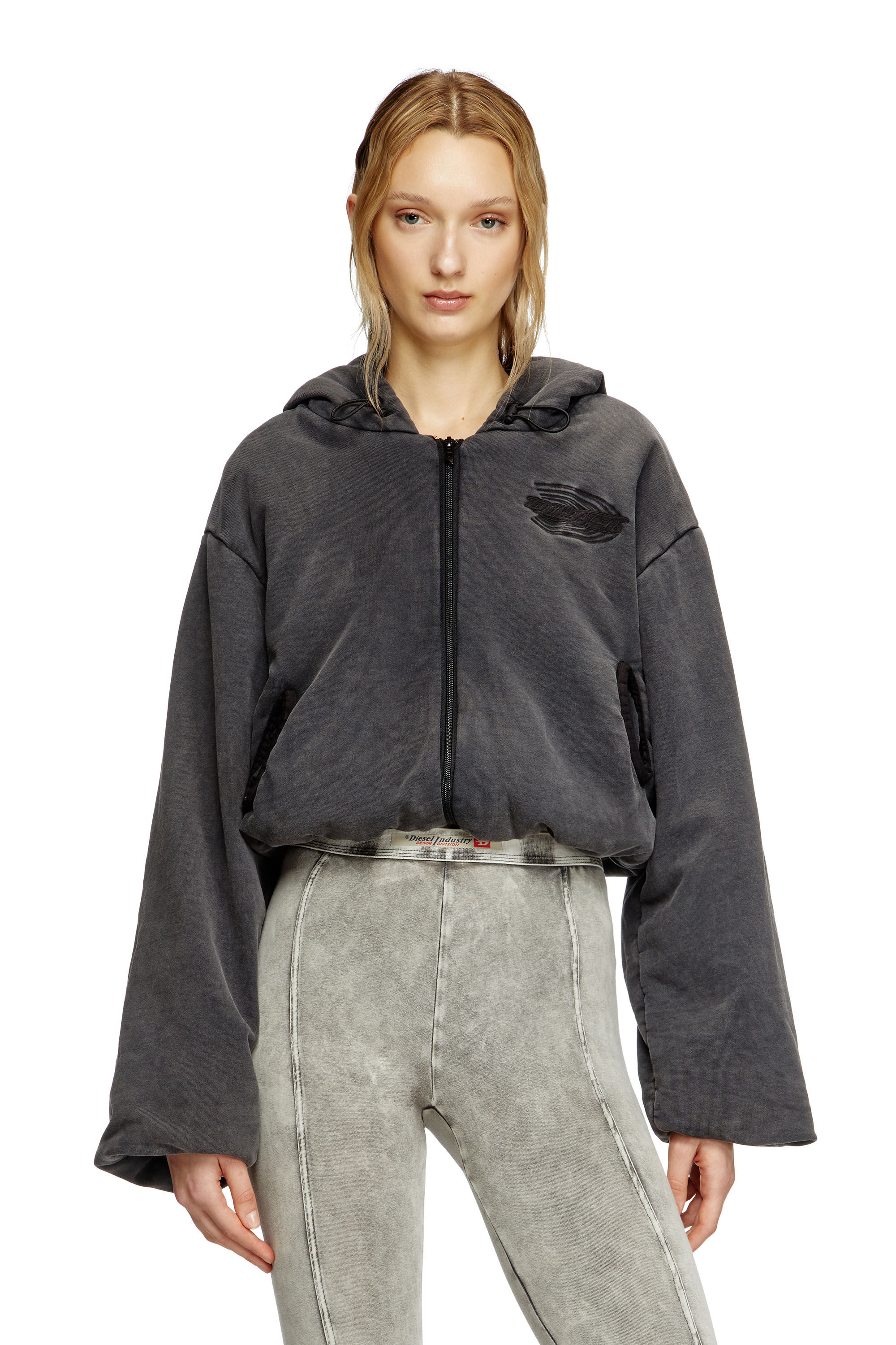 Women's Cropped zip-up hoodie | Black | Diesel