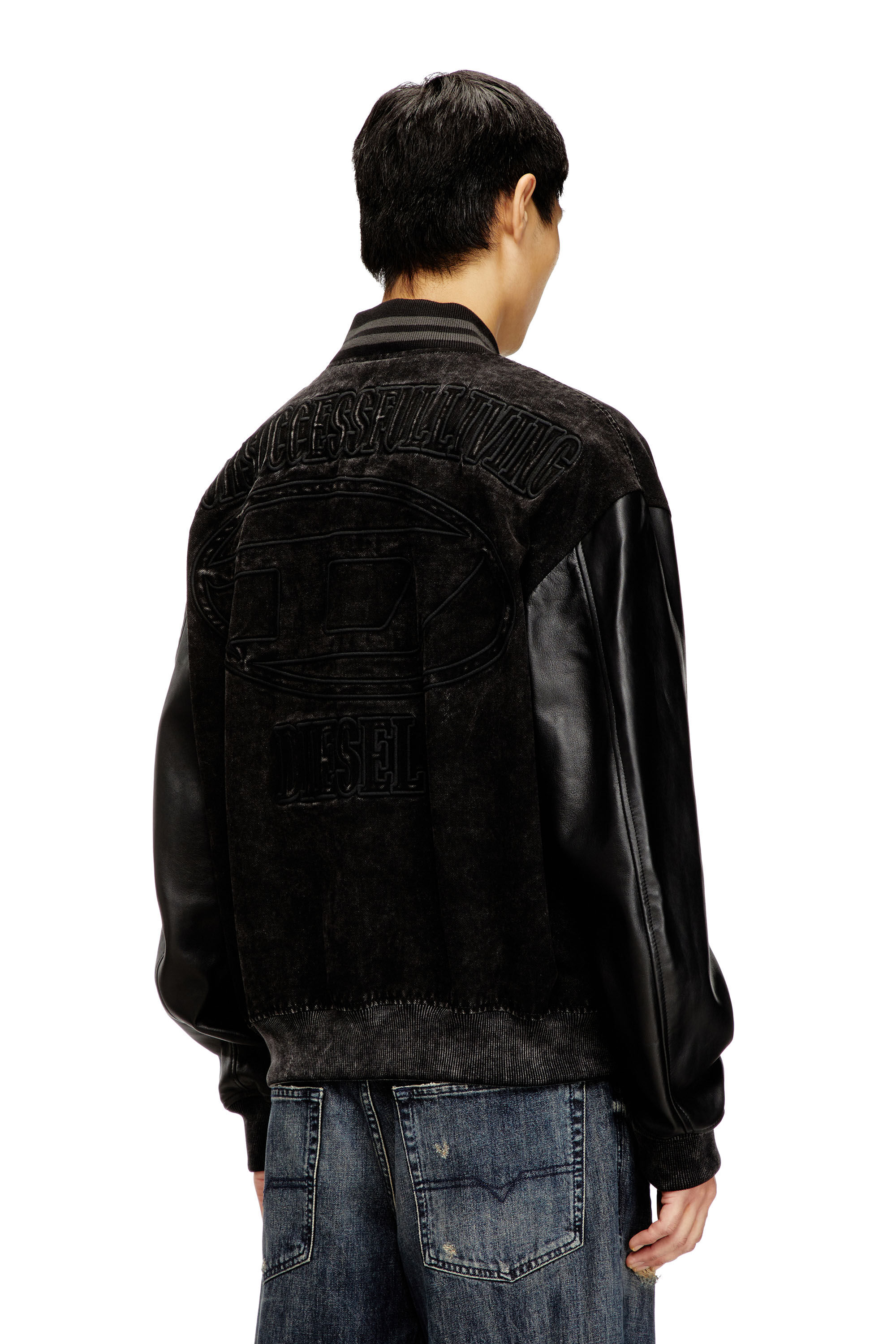 ジャケット・アウター y2k archive DIESEL bomber jacket blouson Men's Denim and leather bomber jacket | Black | Diesel TR