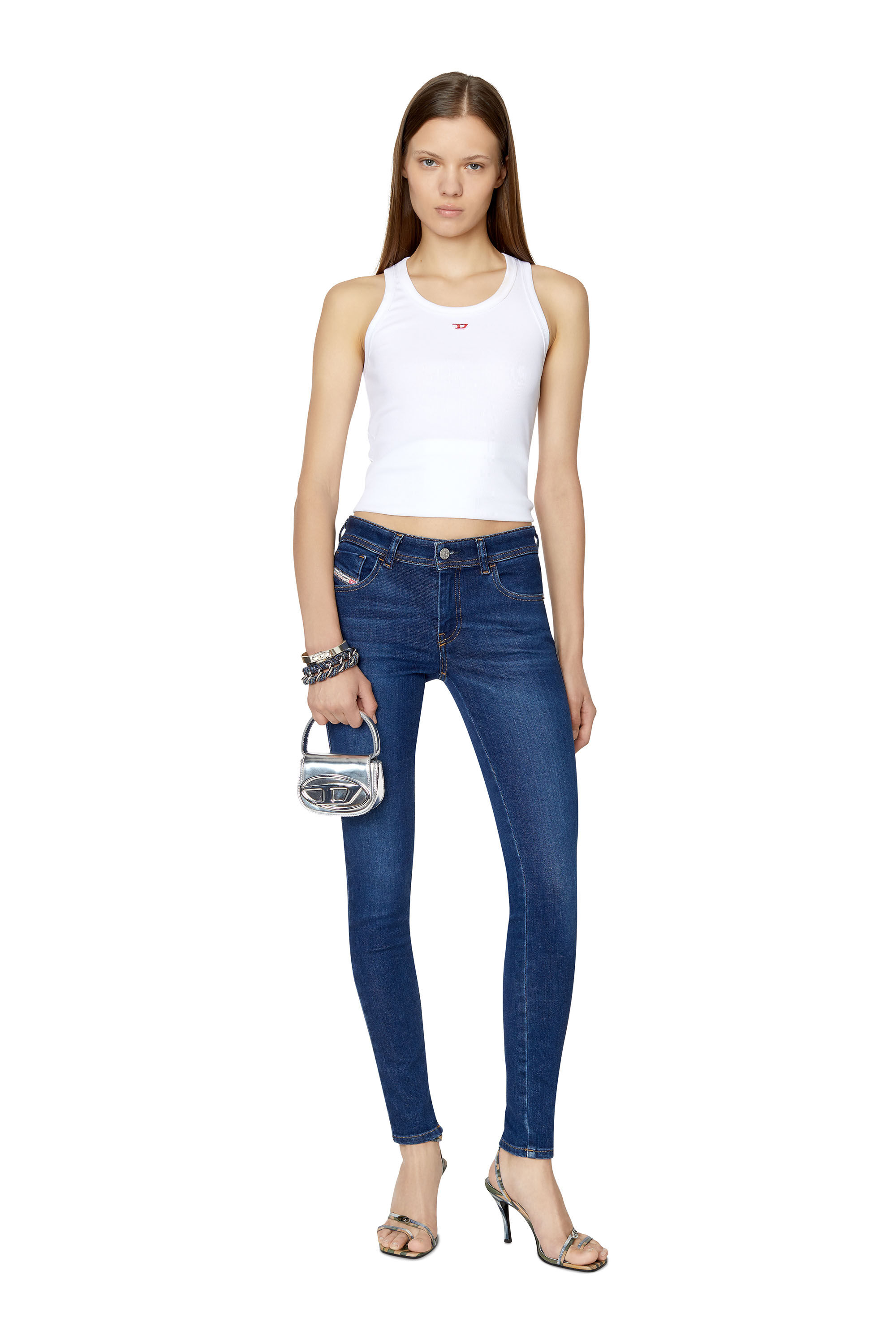 2018 SLANDY-LOW Woman: Super skinny dark blue Jeans | Diesel®