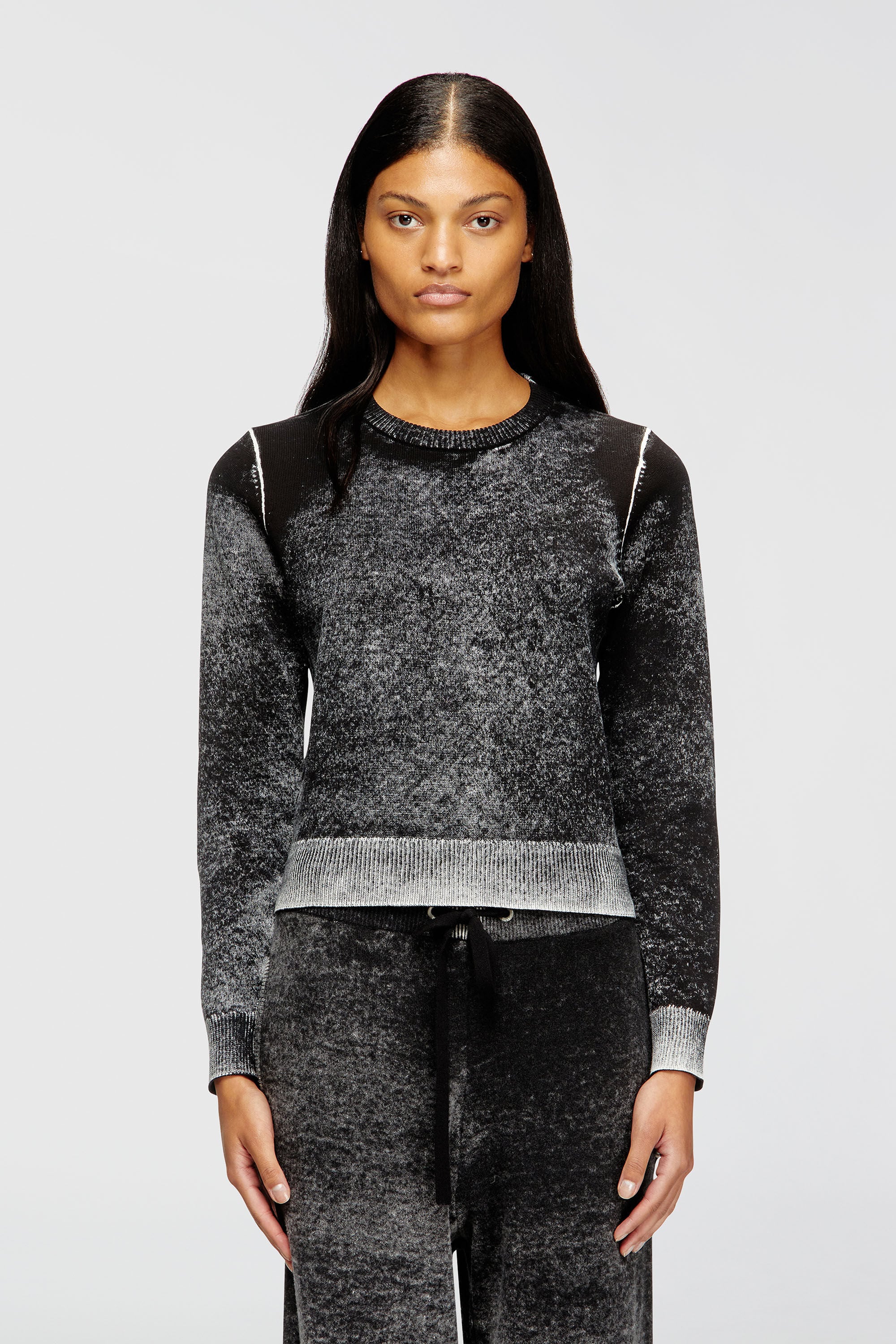 Diesel - M-LOVRE, Woman's Jumper with faded reverse print in Grey/Black - 3