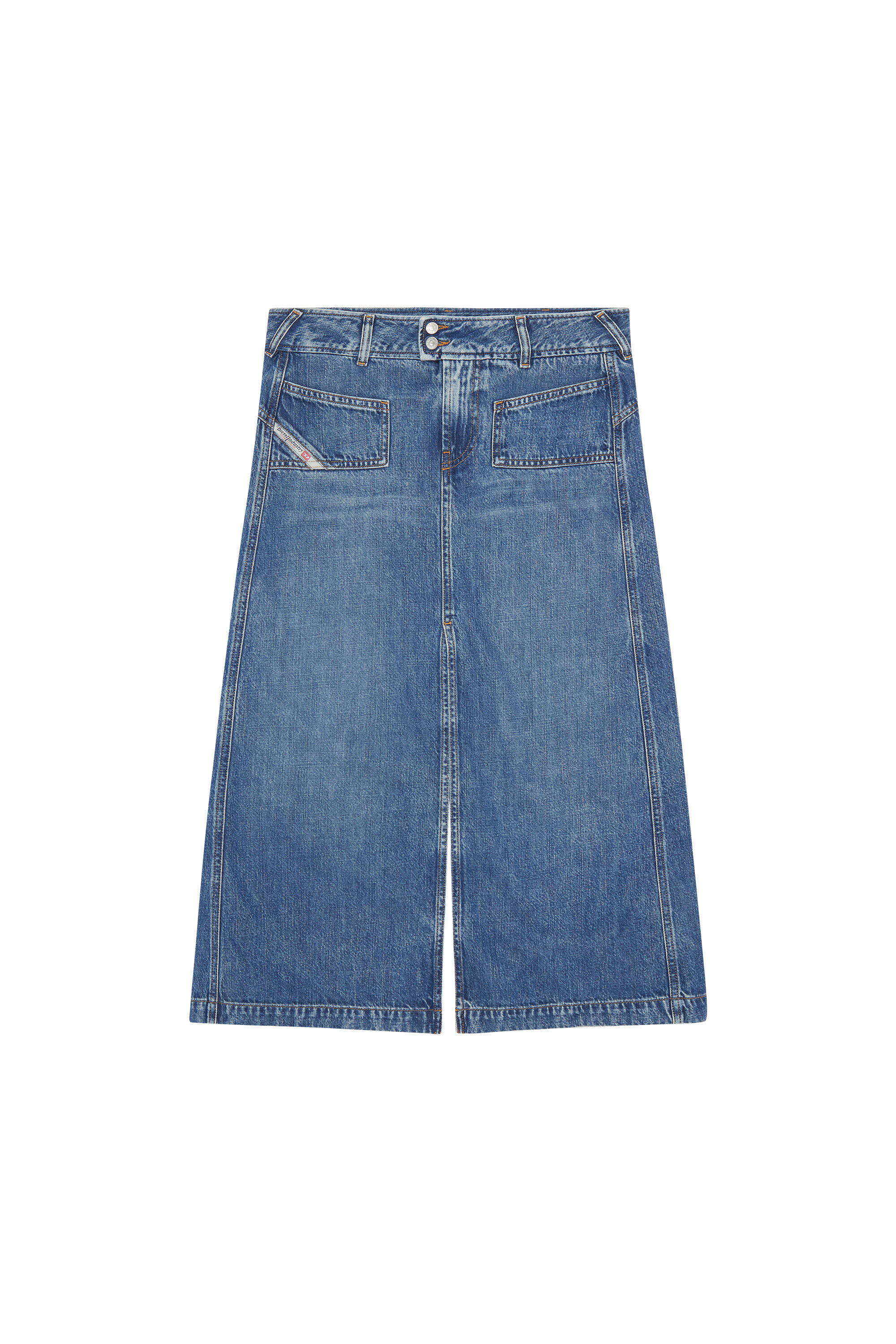 Women's Denim midi skirt with slit | Blue | Diesel