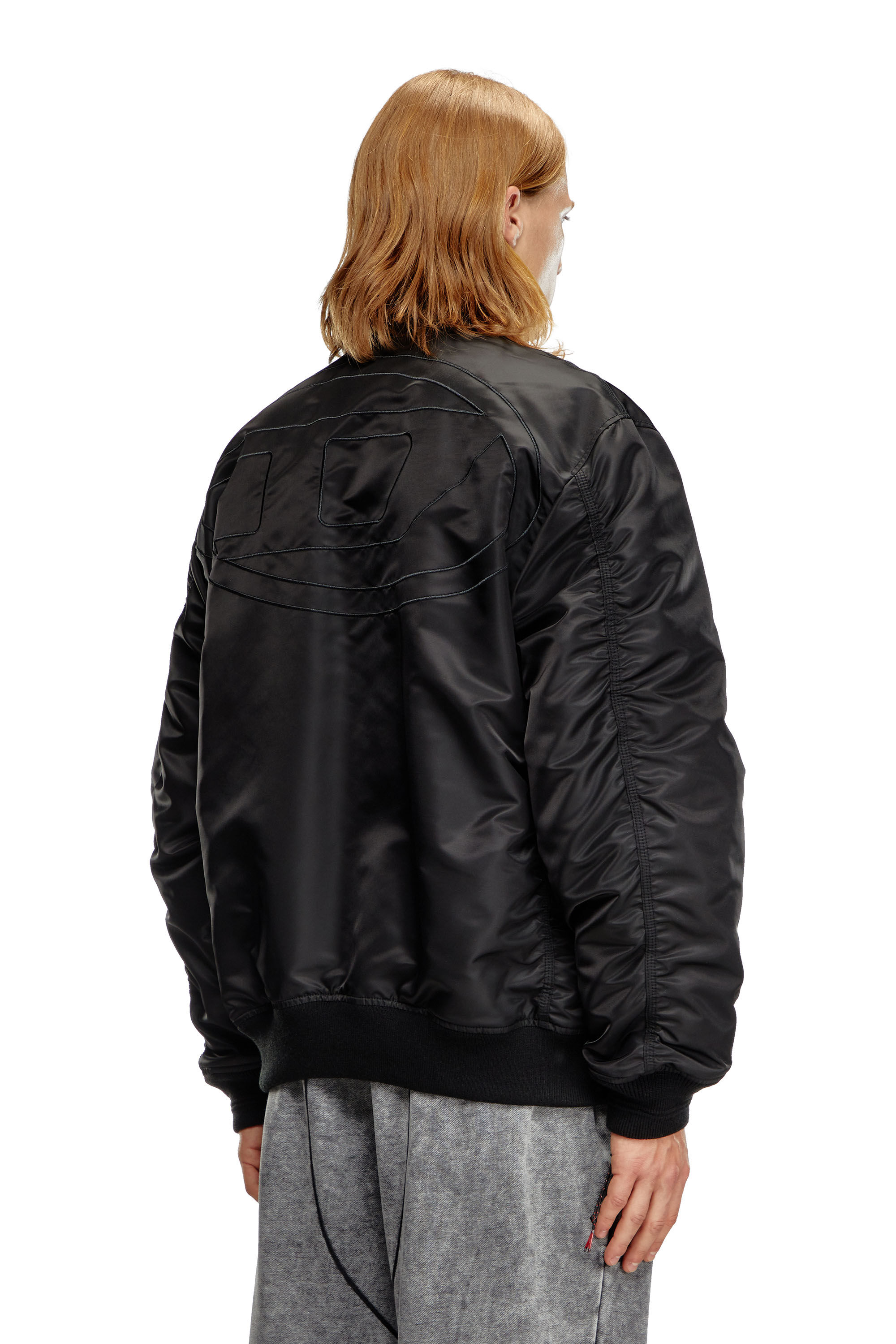Men s Bomber in padded nylon with Oval D Black Diesel