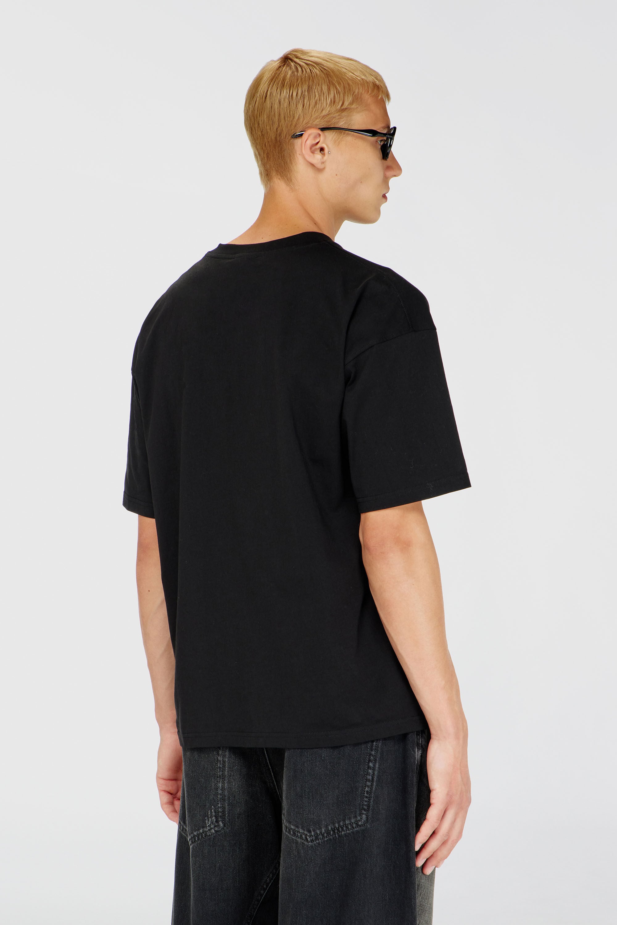 Men's Relaxed cotton T-shirt with Oval D embroidery | Black
