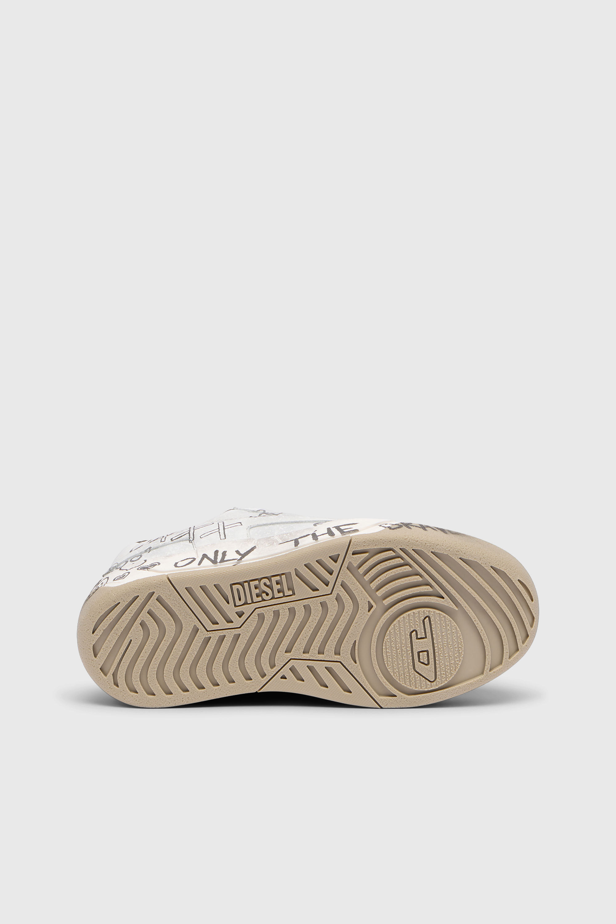 Men's D-Ollie-Leather sneakers with graffiti print | White | Diesel TR