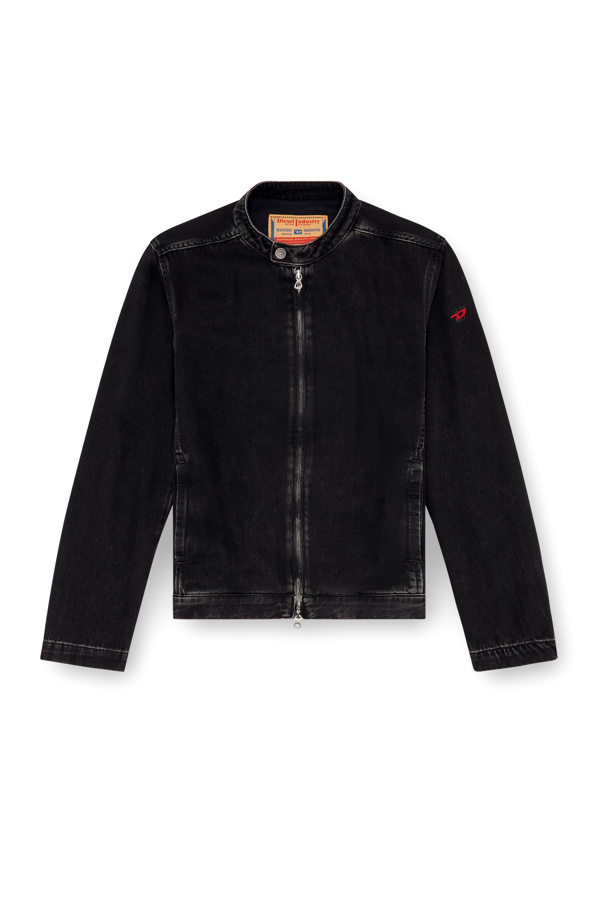 Men's Moto Racer jacket in clean-wash Denim | Black | Diesel