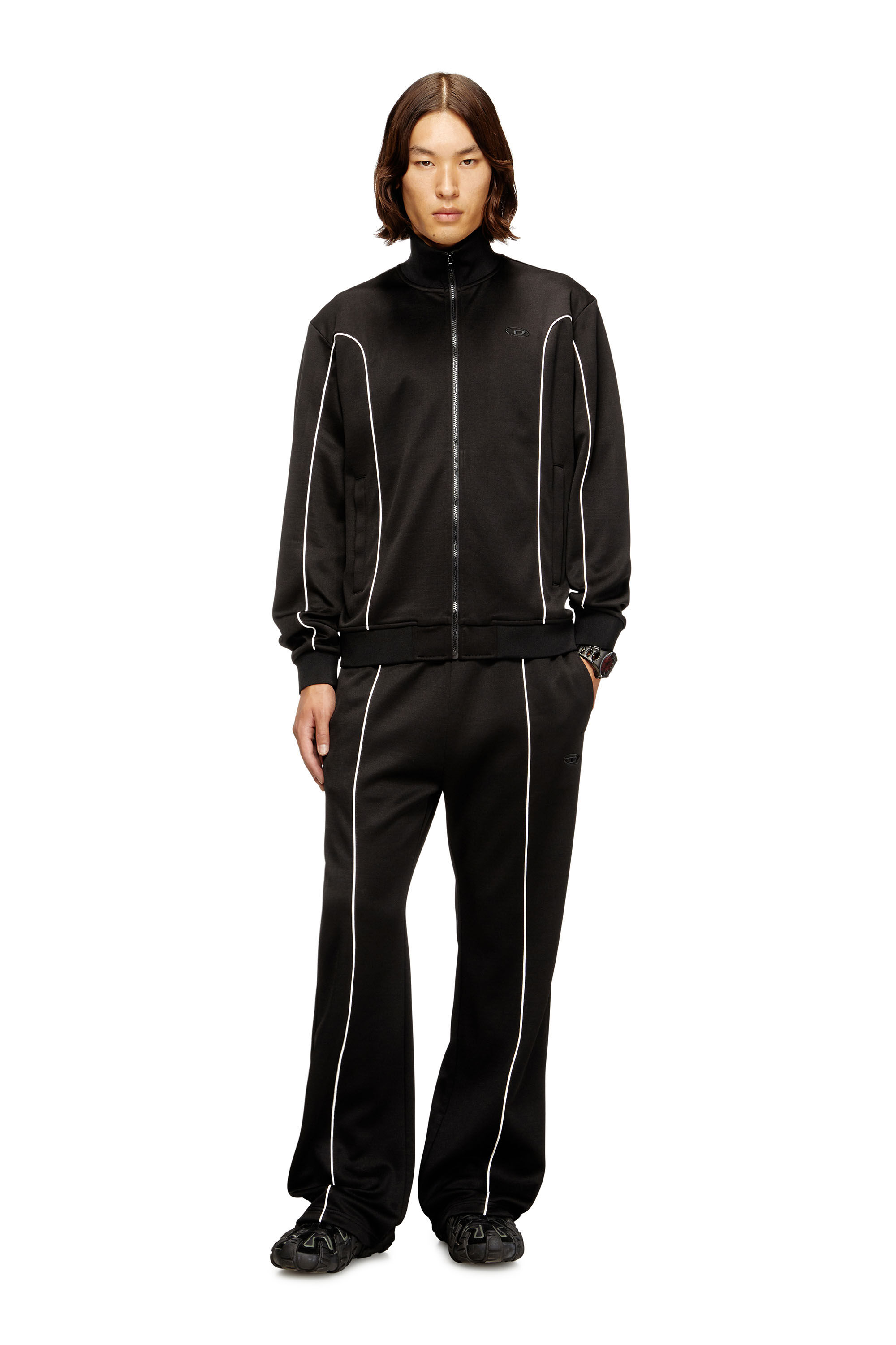Men's Track pants with contrast piping | Black | Diesel TR