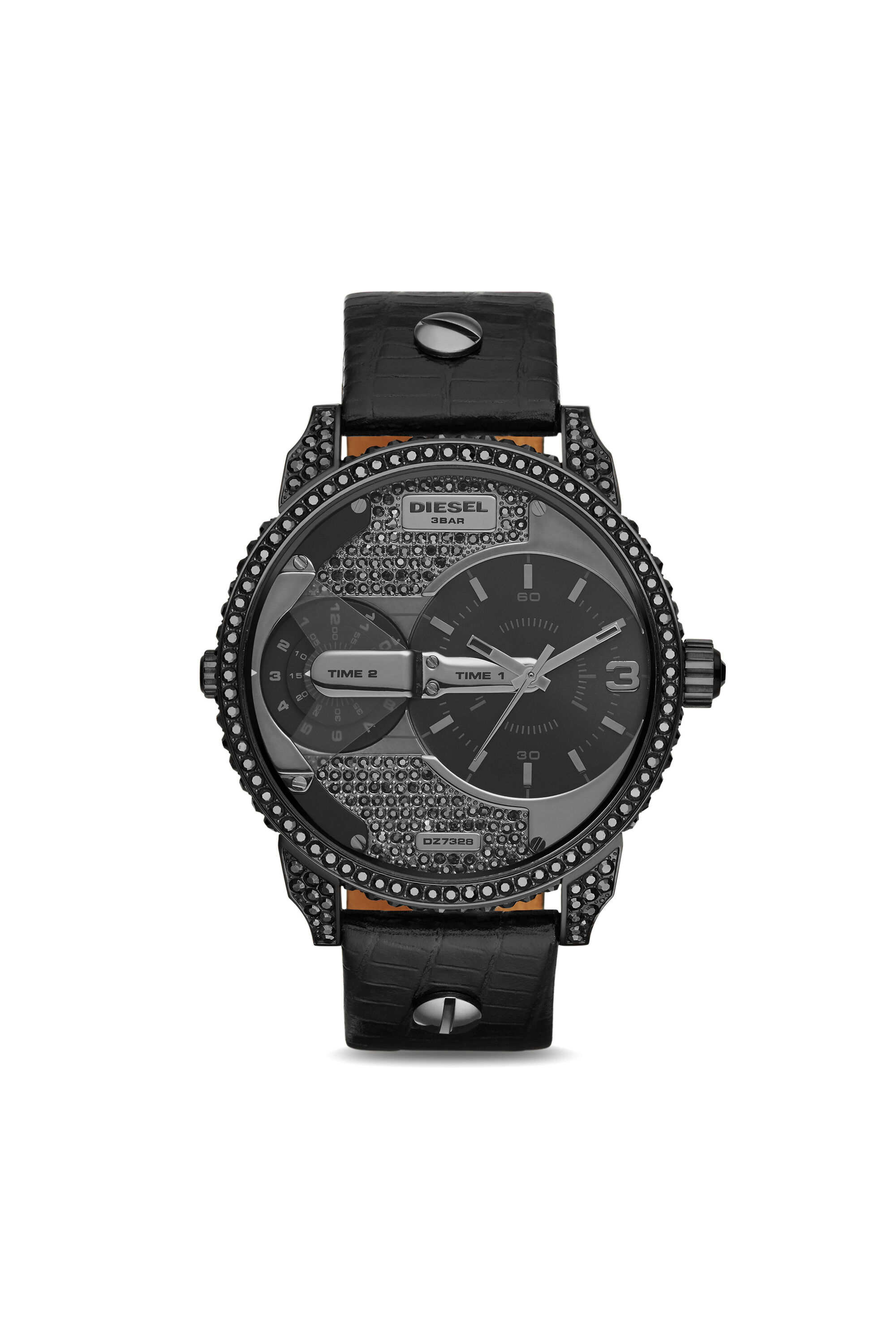 DZ7328: Mr. Daddy 2.0 chronograph black leather watch | Diesel