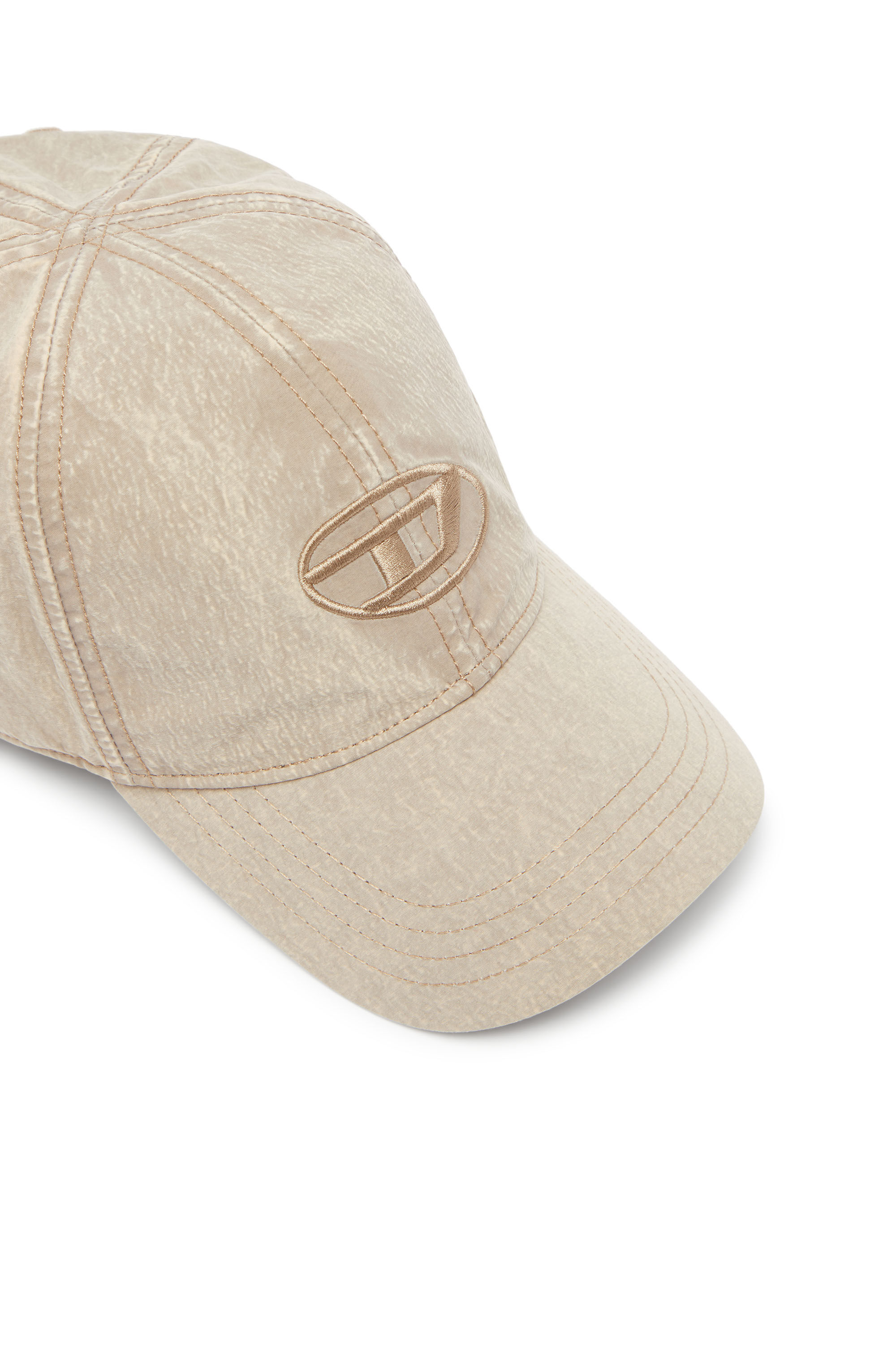 Diesel - C-NYLOFF, Man's Baseball cap with embroidered Oval D in Beige - 3