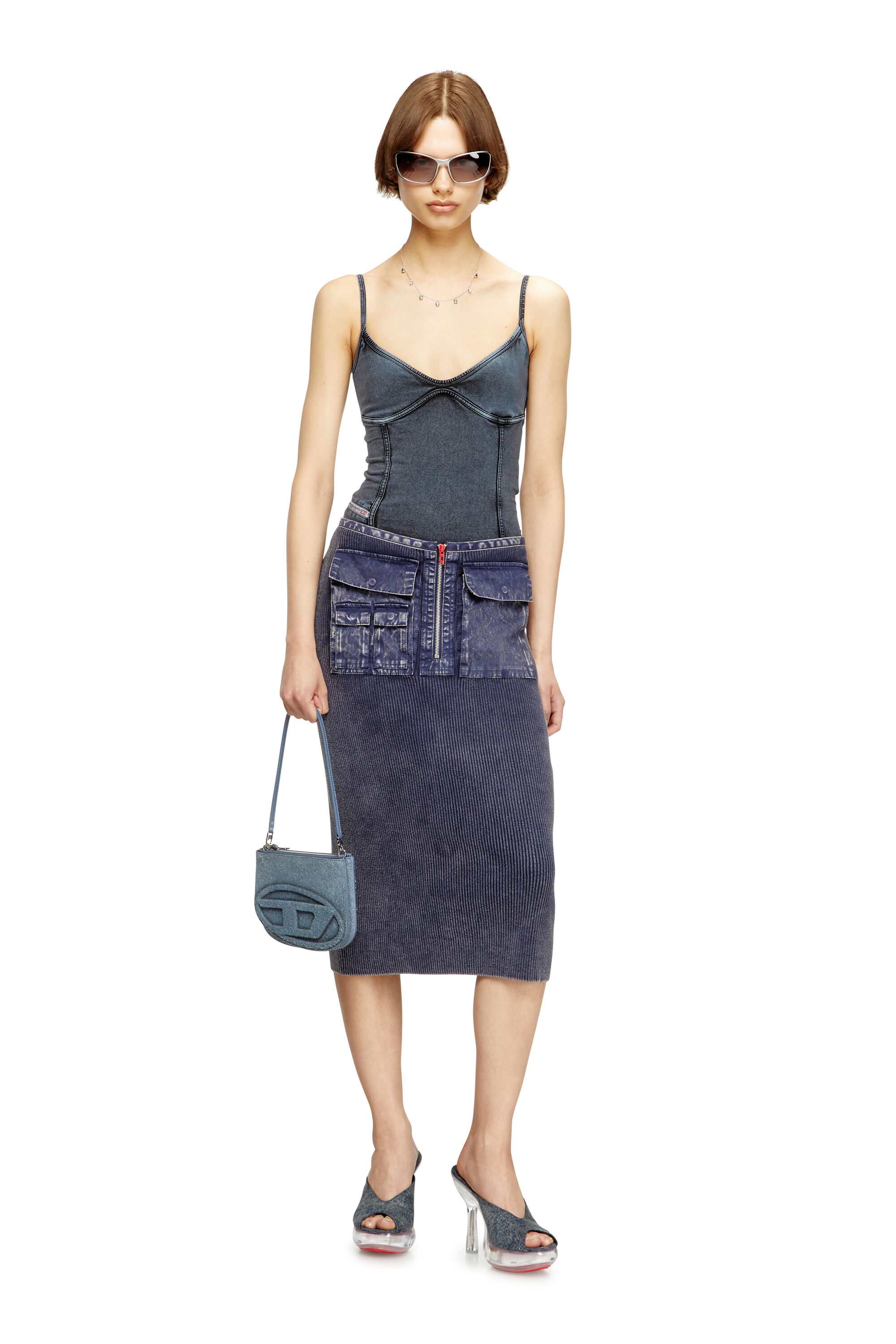 ポーチ 1DR Twin Pouch - DIESEL - Cotton - Blue Women's 1DR Twin-Double-pouch shoulder bag in solarised