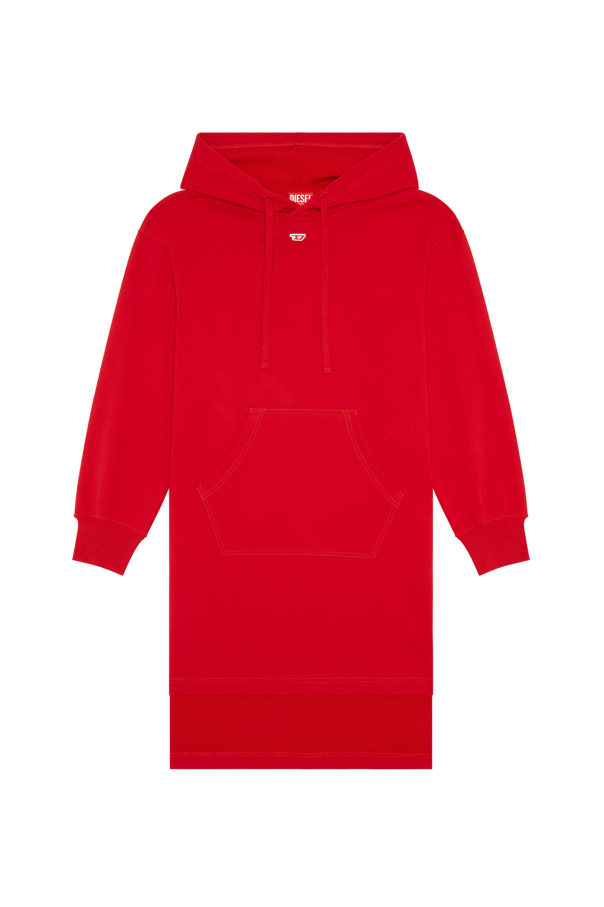 Red oversized hoodie dress top