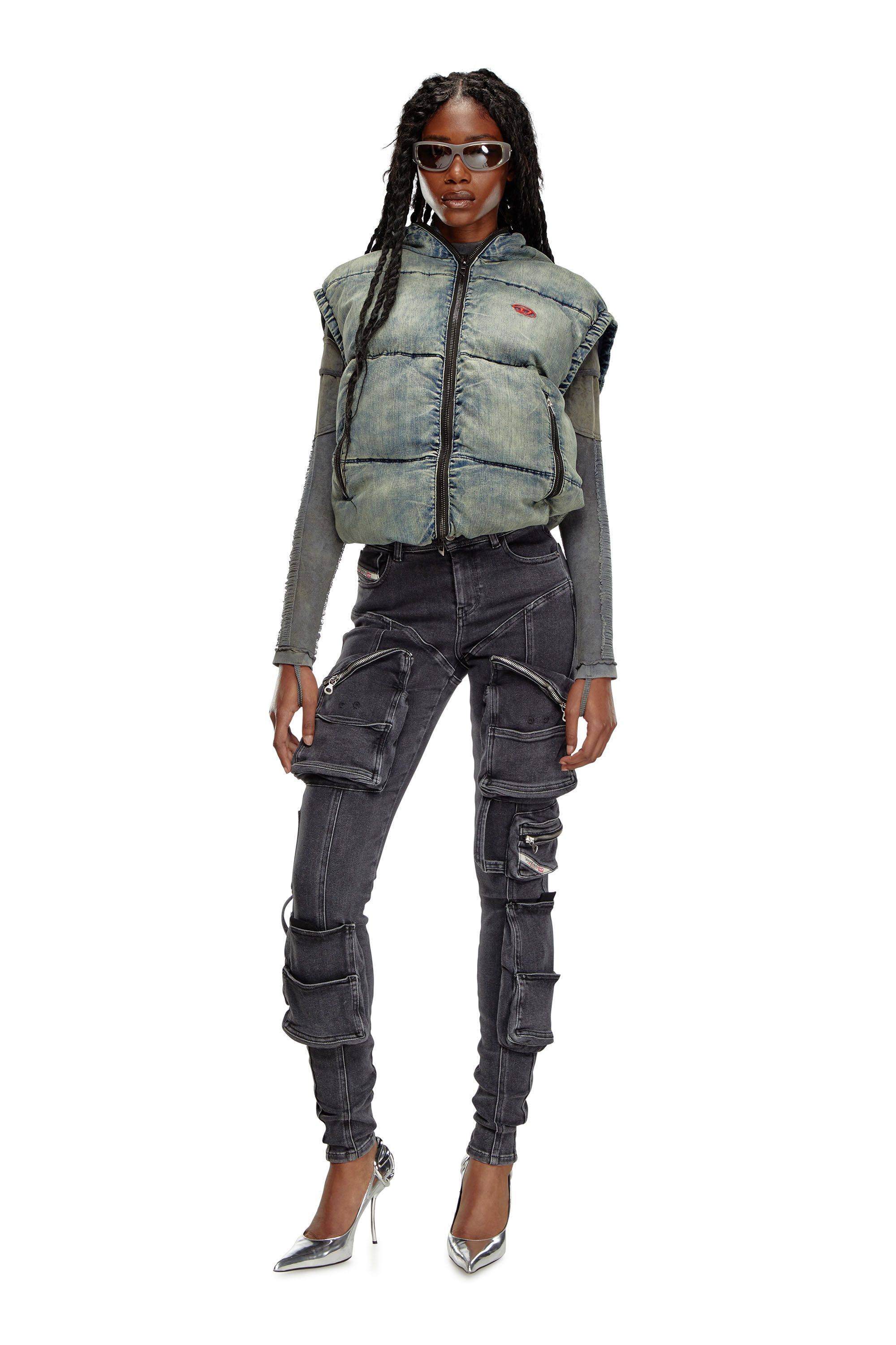 1984 Slandy-High Woman: Skinny Black cargo Jeans | Diesel