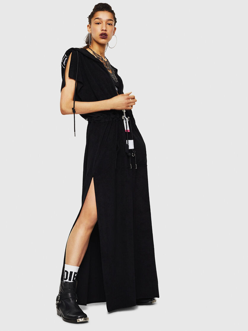 D Lunai A Women Hooded Maxi Dress In Terry Cloth Diesel