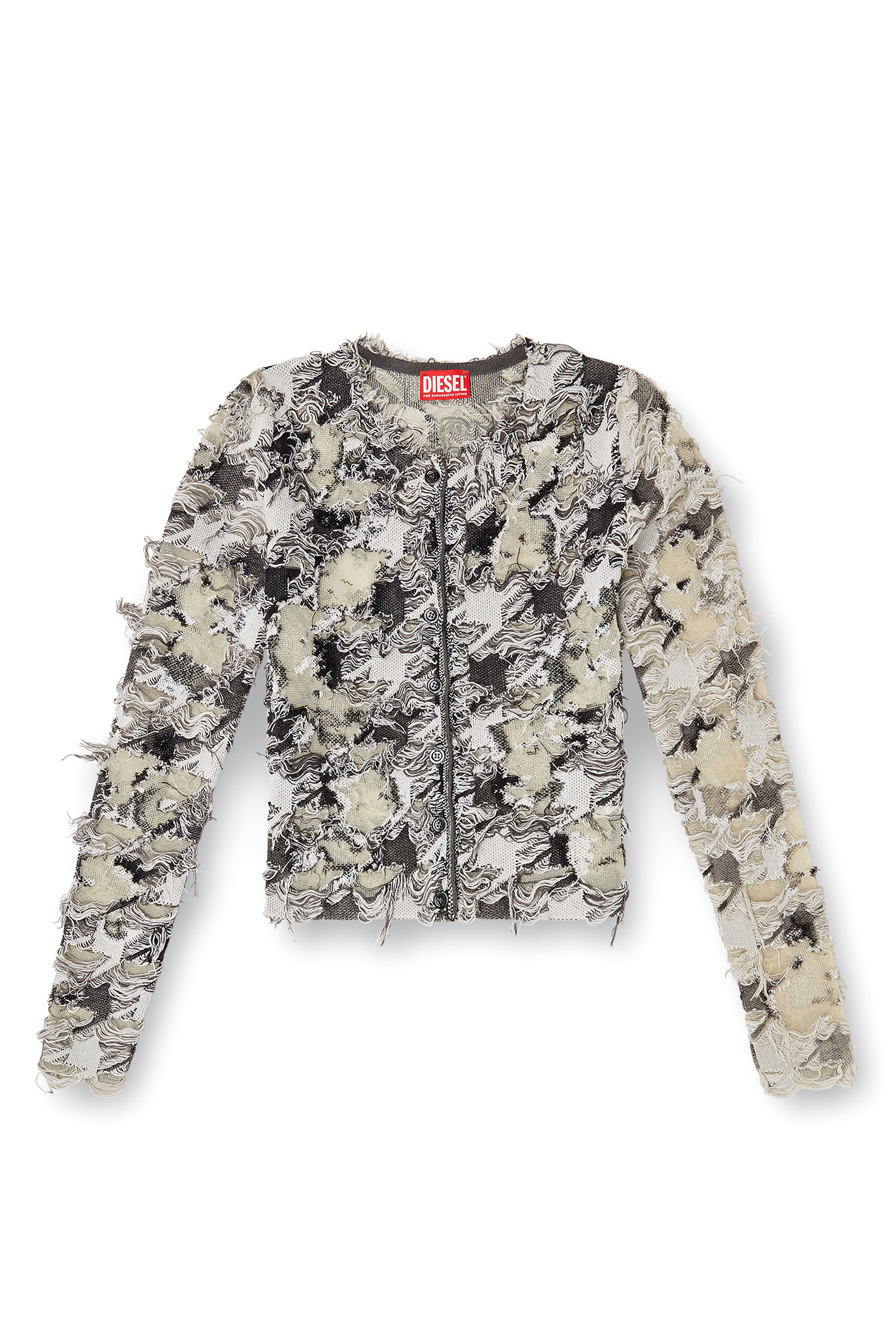 Women's Cardigan in devoré houndstooth jacquard | Multicolor | Diesel