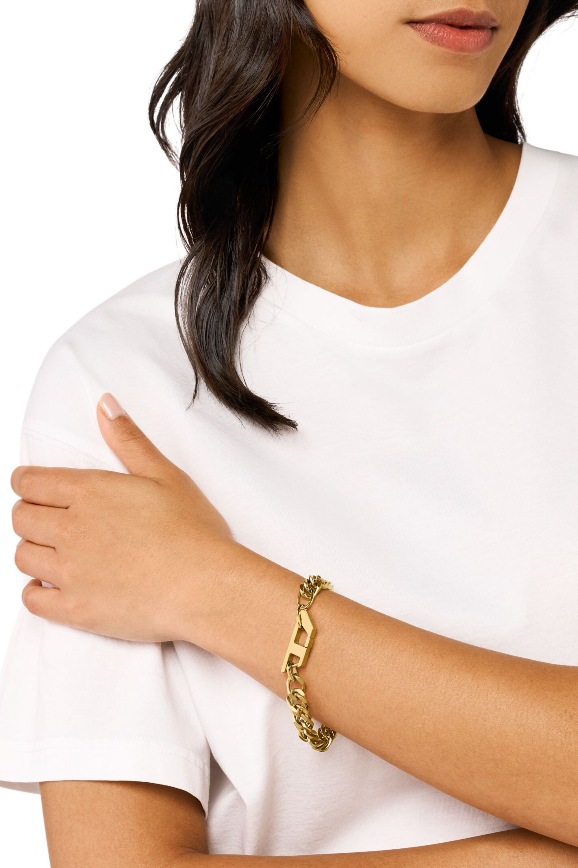 Women's Matte Gold-Tone Stainless Steel Chain Bracelet | Gold | Diesel