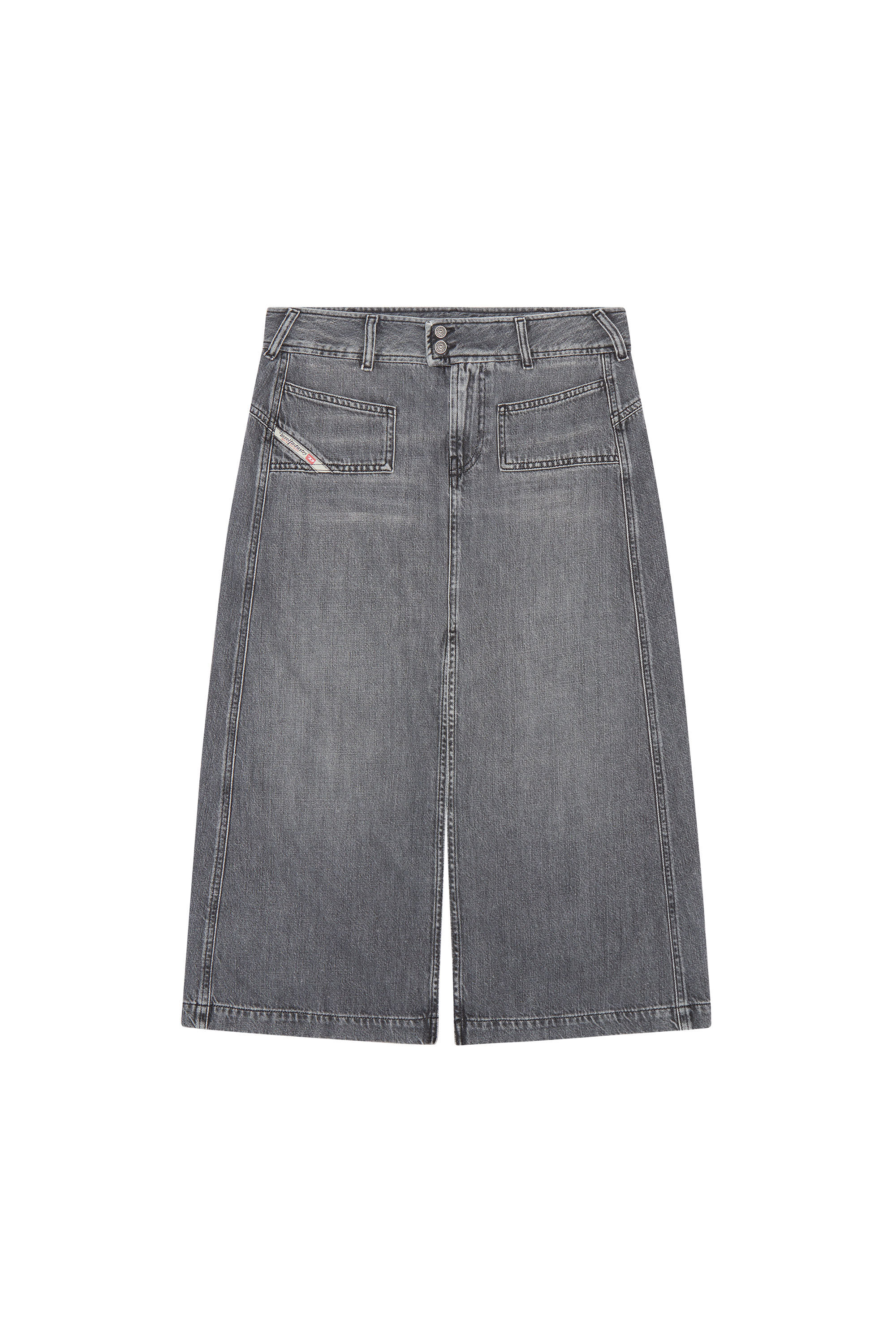 Women's Denim midi skirt with slit | Grey | Diesel