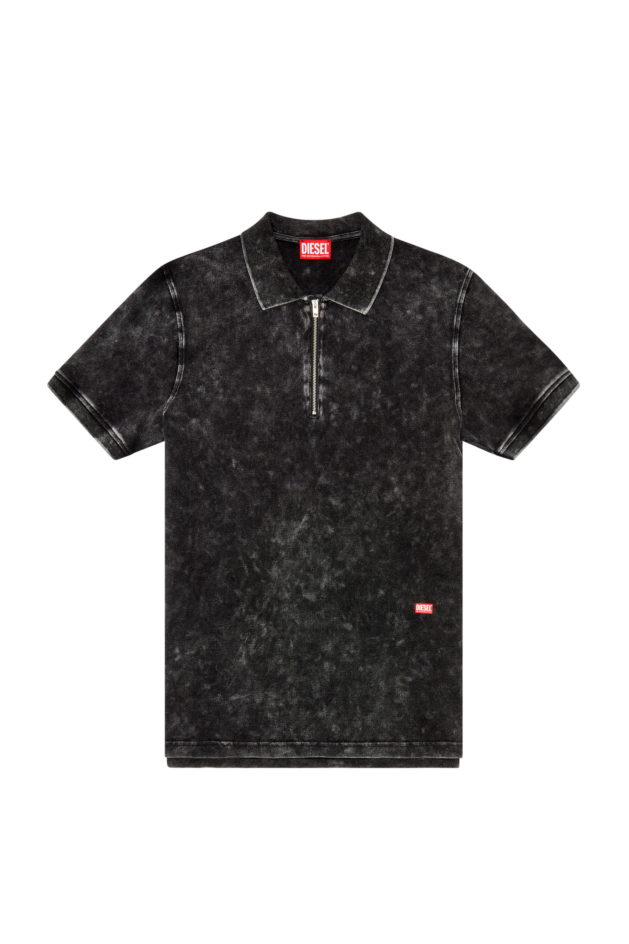 Men's Polo shirt in faded piqué | Black | Diesel