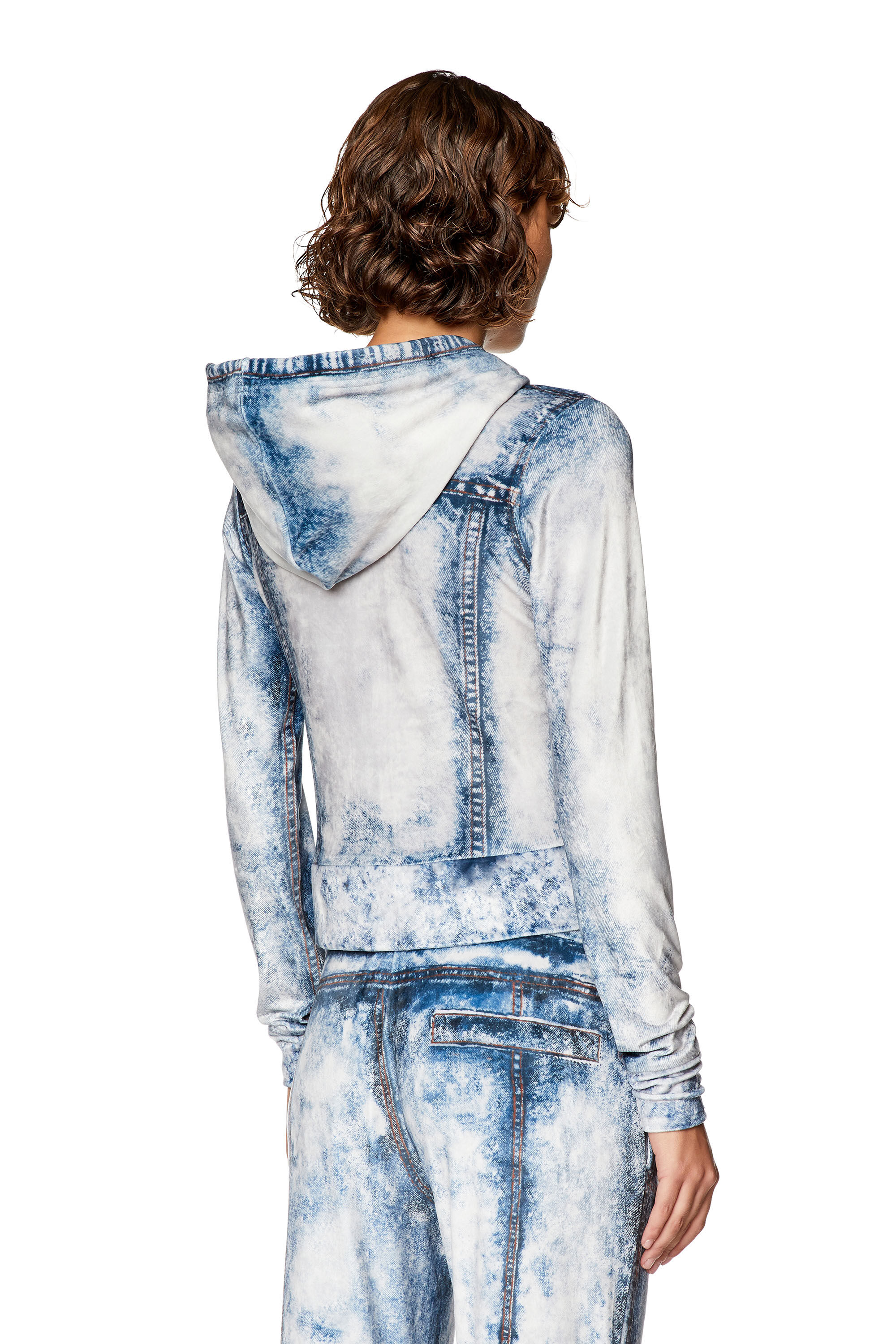Women's Zip hoodie with denim print | F-BRIT Diesel