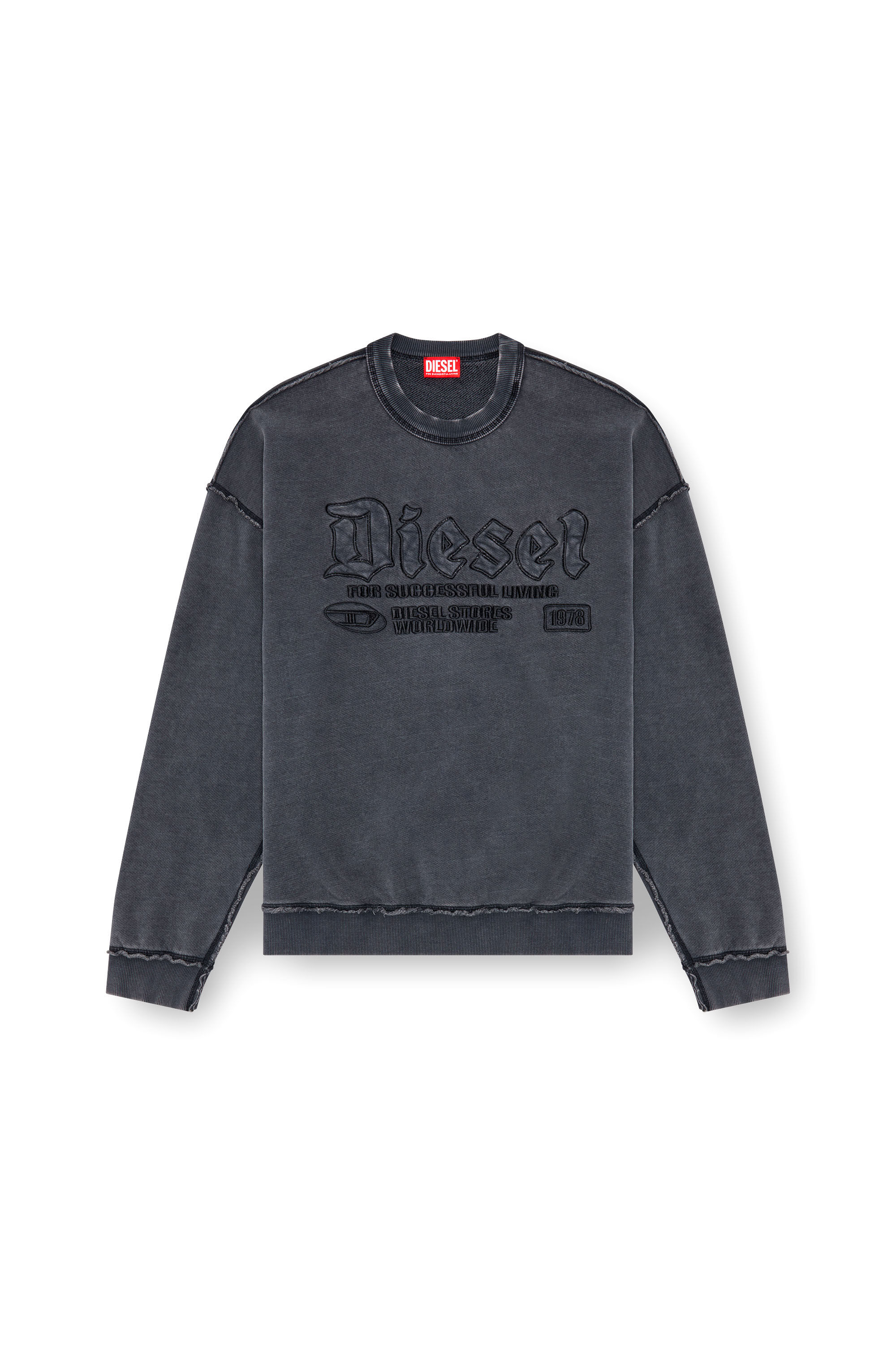 Diesel - S-BOXT-RAW, Man Sweatshirt with logo embroidery in Black - Image 2