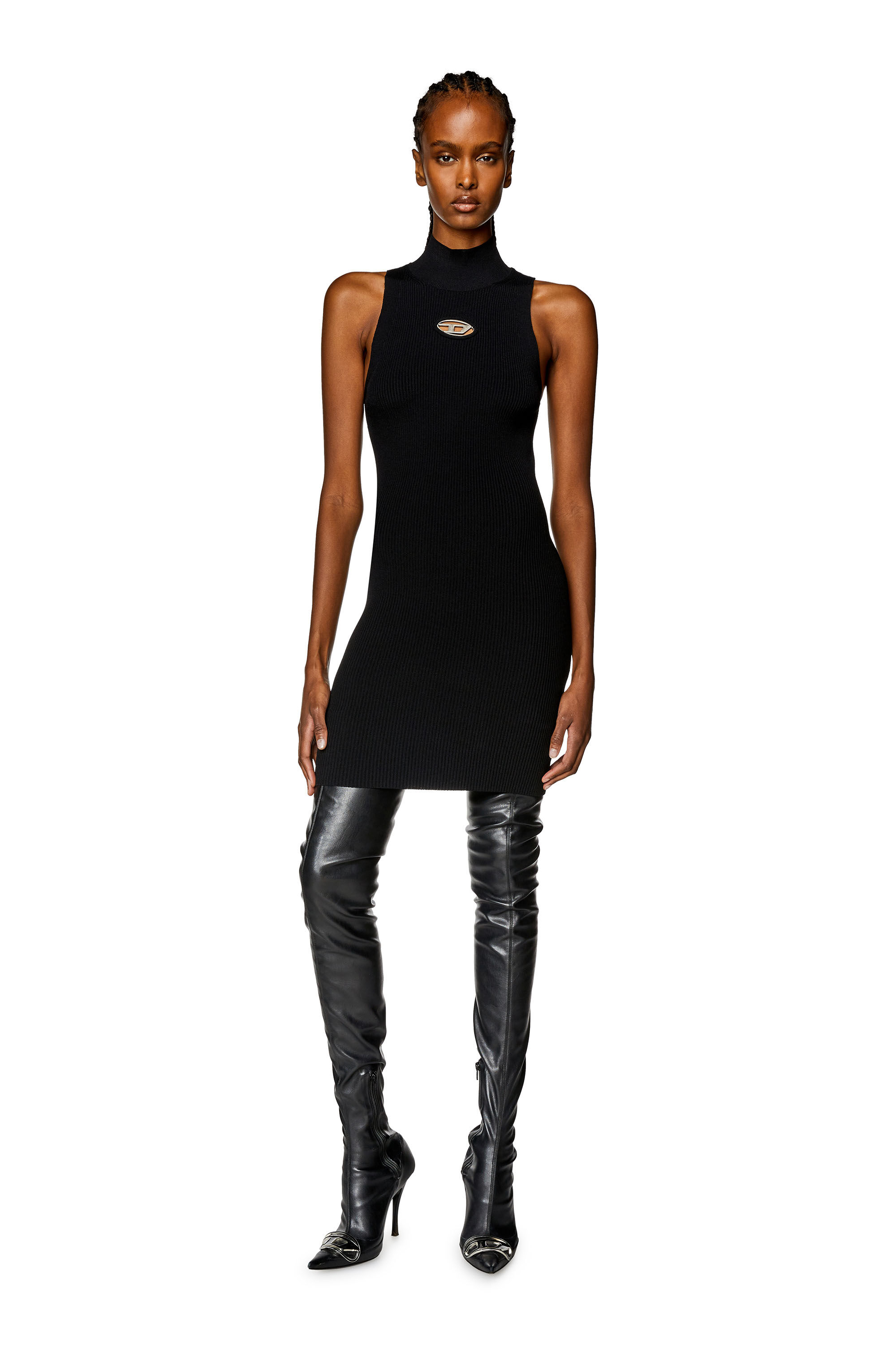 Black ribbed turtleneck dress shop
