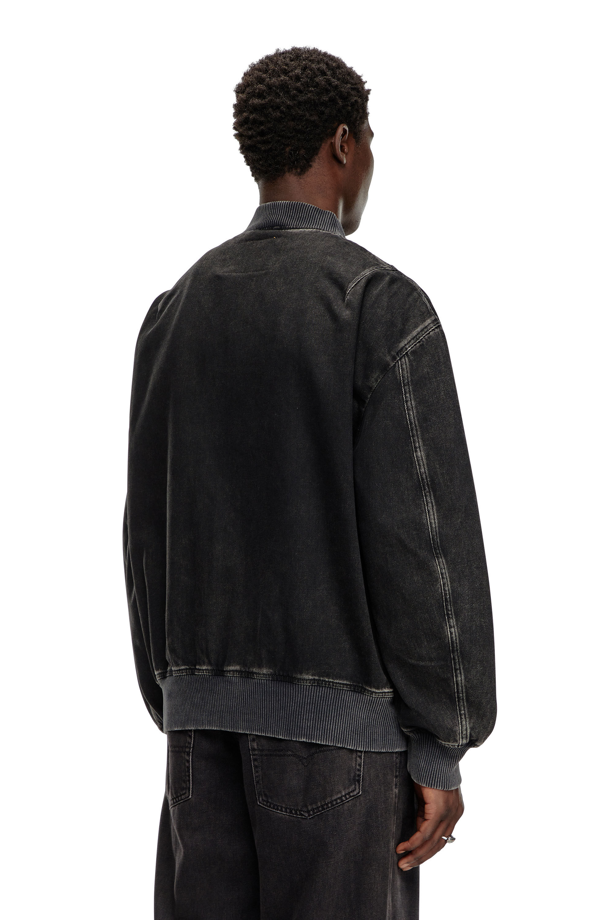 Men s Bomber jacket in clean wash denim Black Diesel