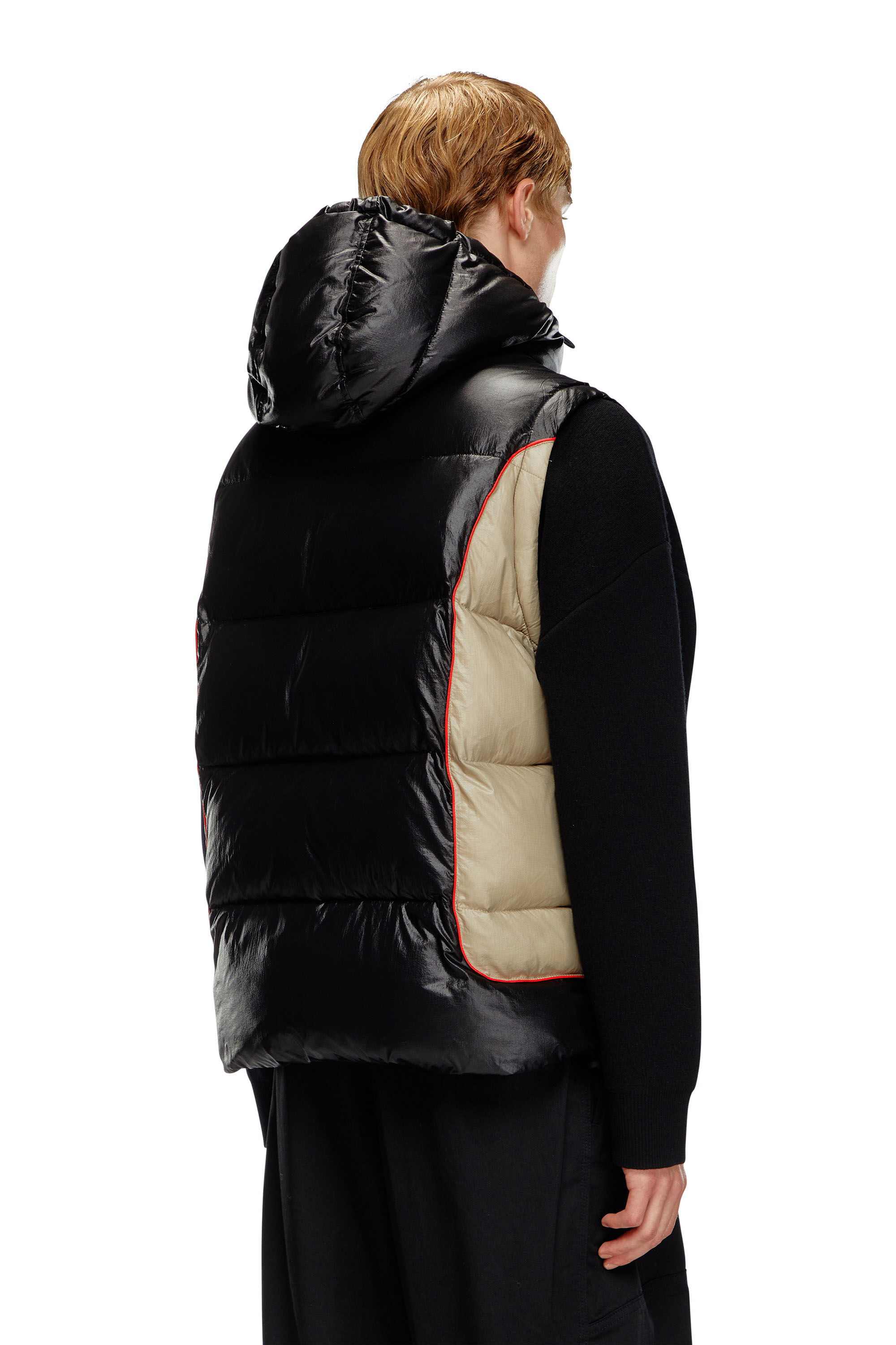 Men s Hooded puffer vest in shiny ripstop Multicolor Diesel