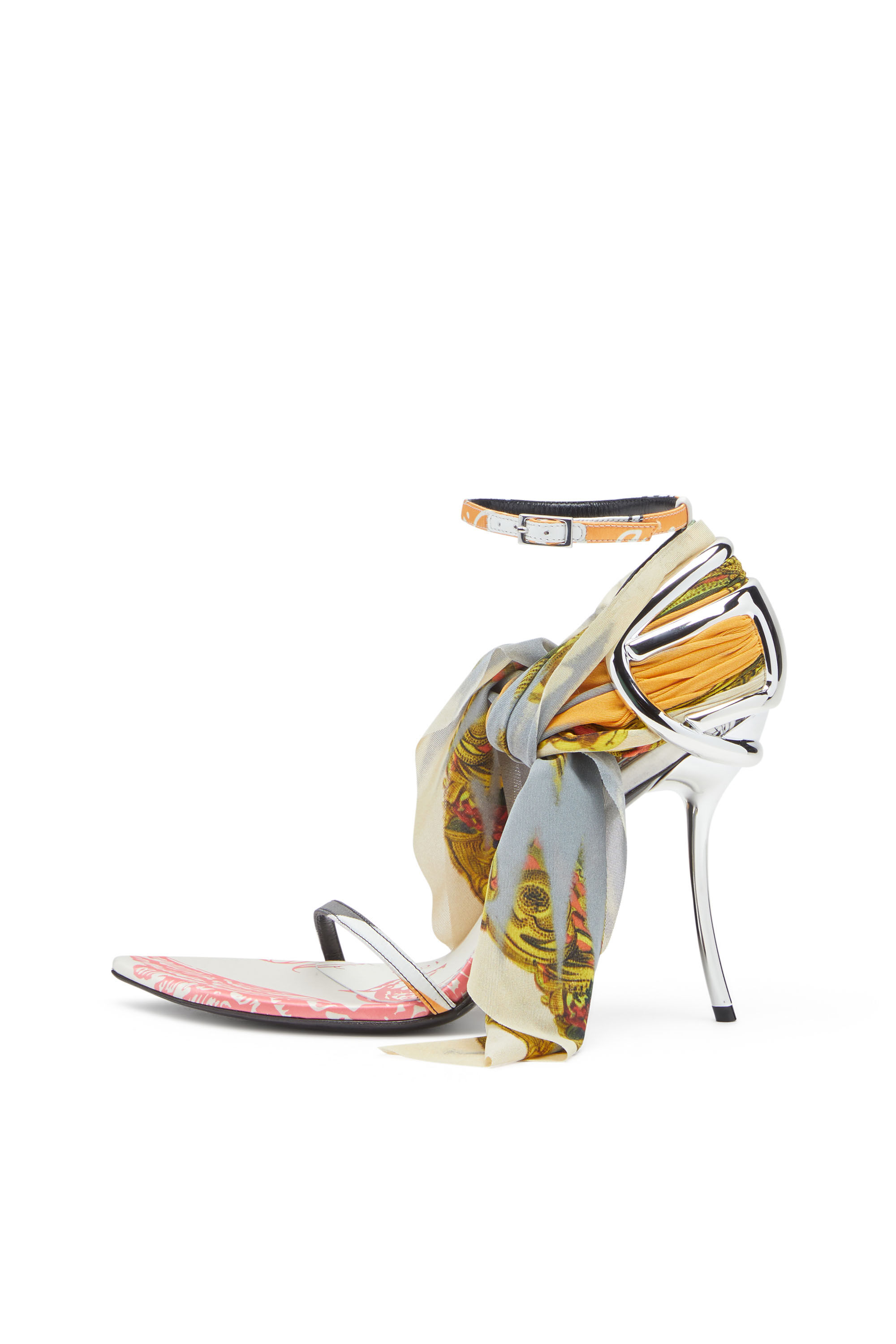 Women's D-Ten&Half-Bandana stiletto sandals in satin