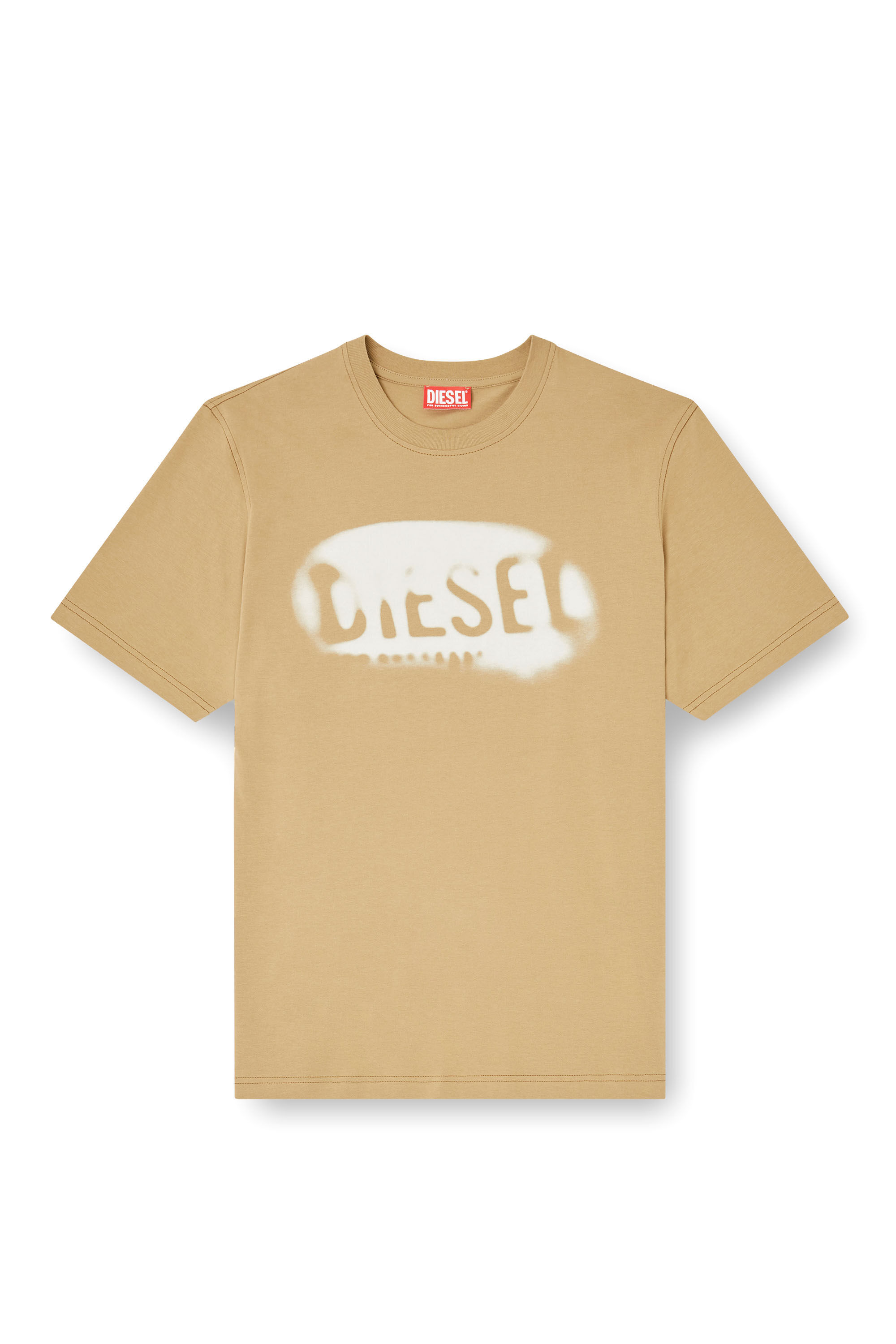 Men's Light cotton T-shirt with faded logo | Beige | Diesel
