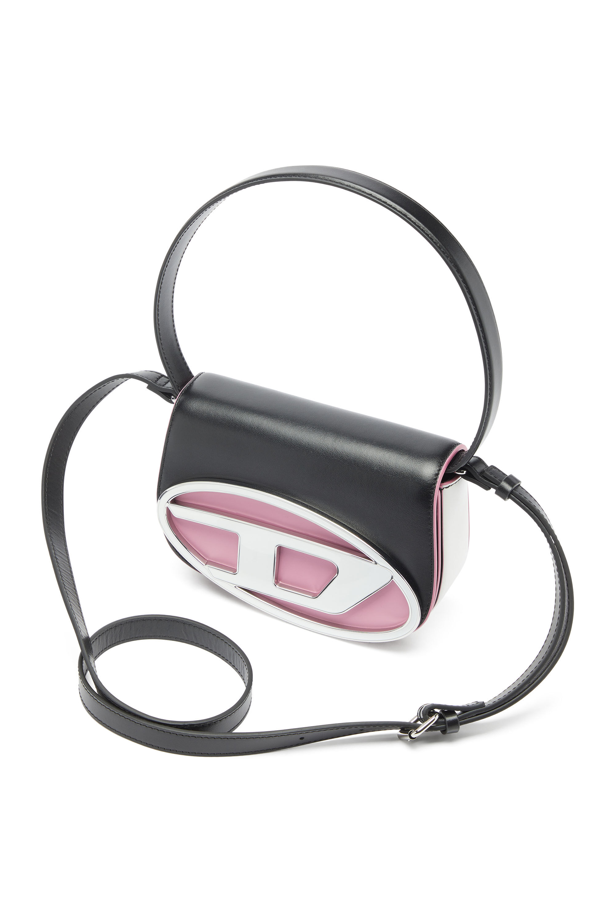Diesel - 1DR, Woman's 1DR - Iconic shoulder bag in nappa leather in Black/Pink - 5