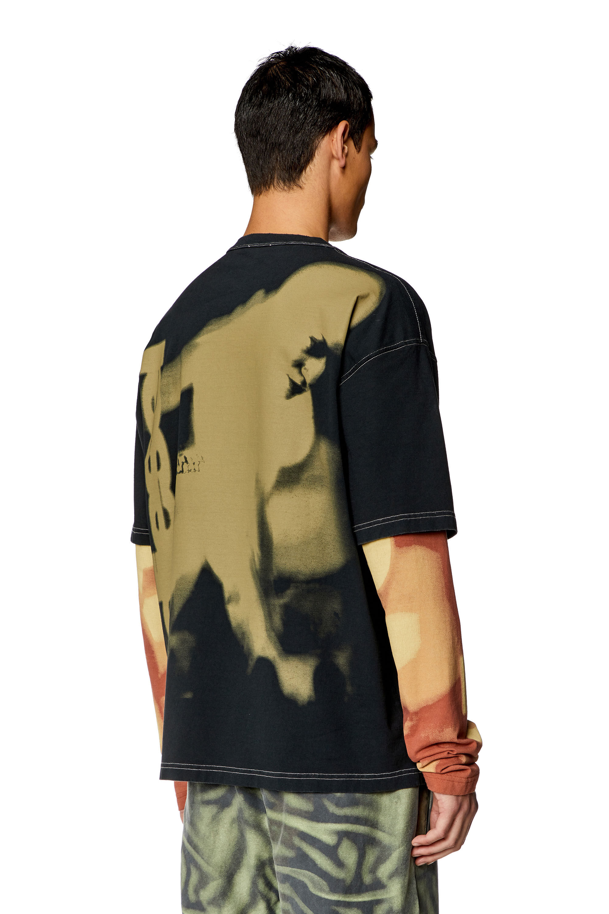 Men's Layered-effect t-shirt with smudged print | Diesel