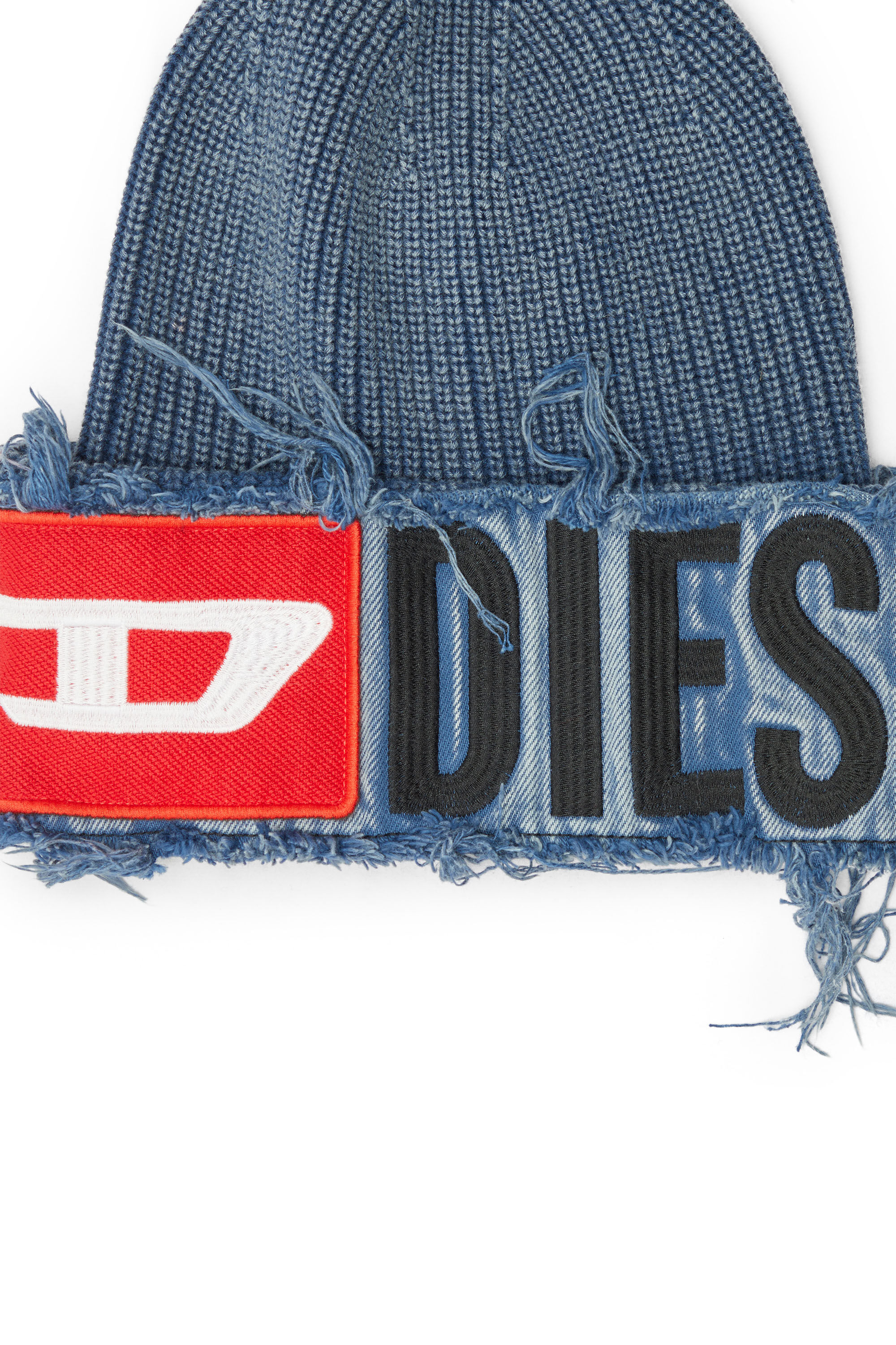 Women's Denim effect beanie with bold patch detail | Blue | Diesel