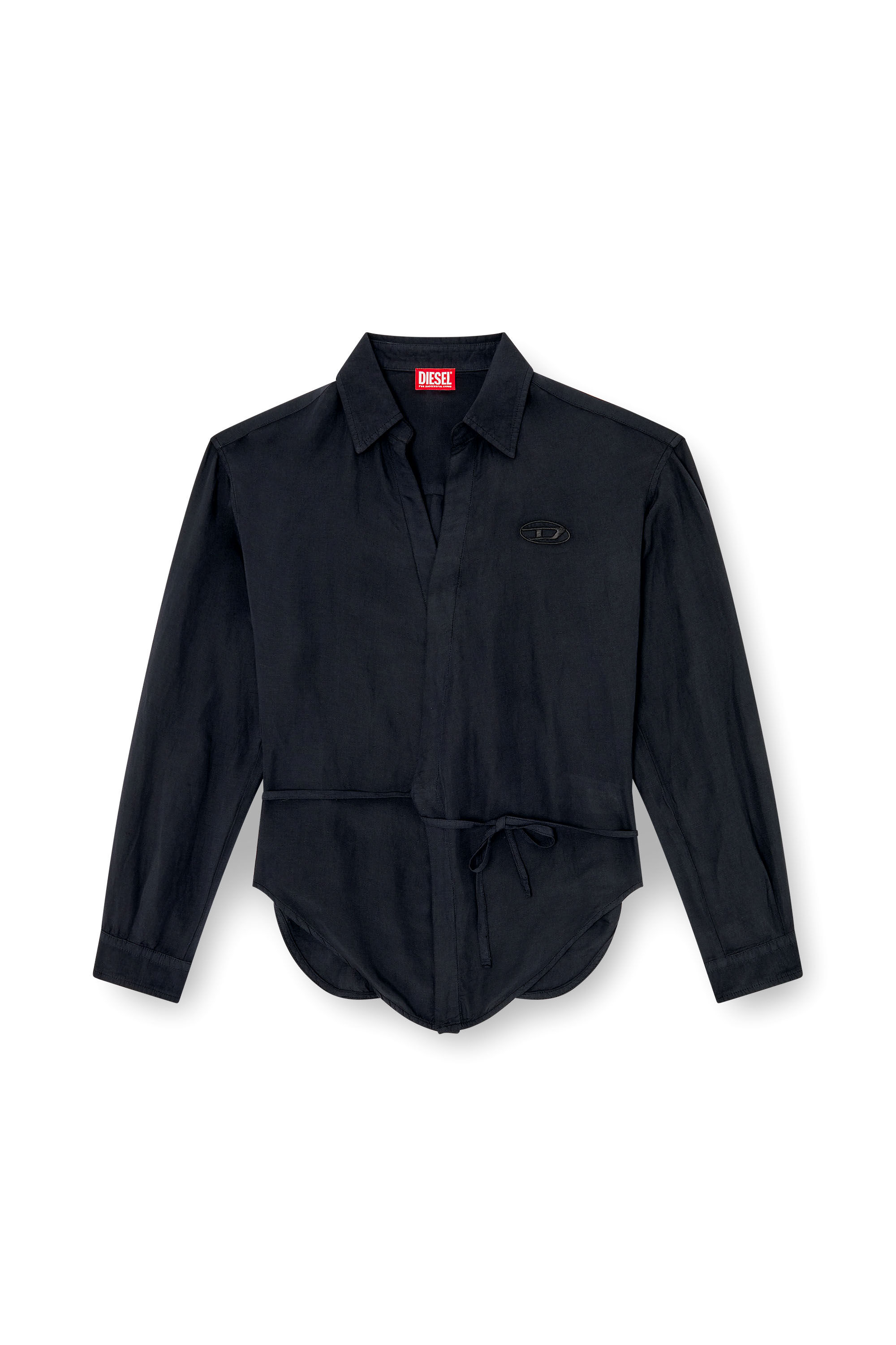 Women's Linen-blend shirt with wrap closure | Black | Diesel