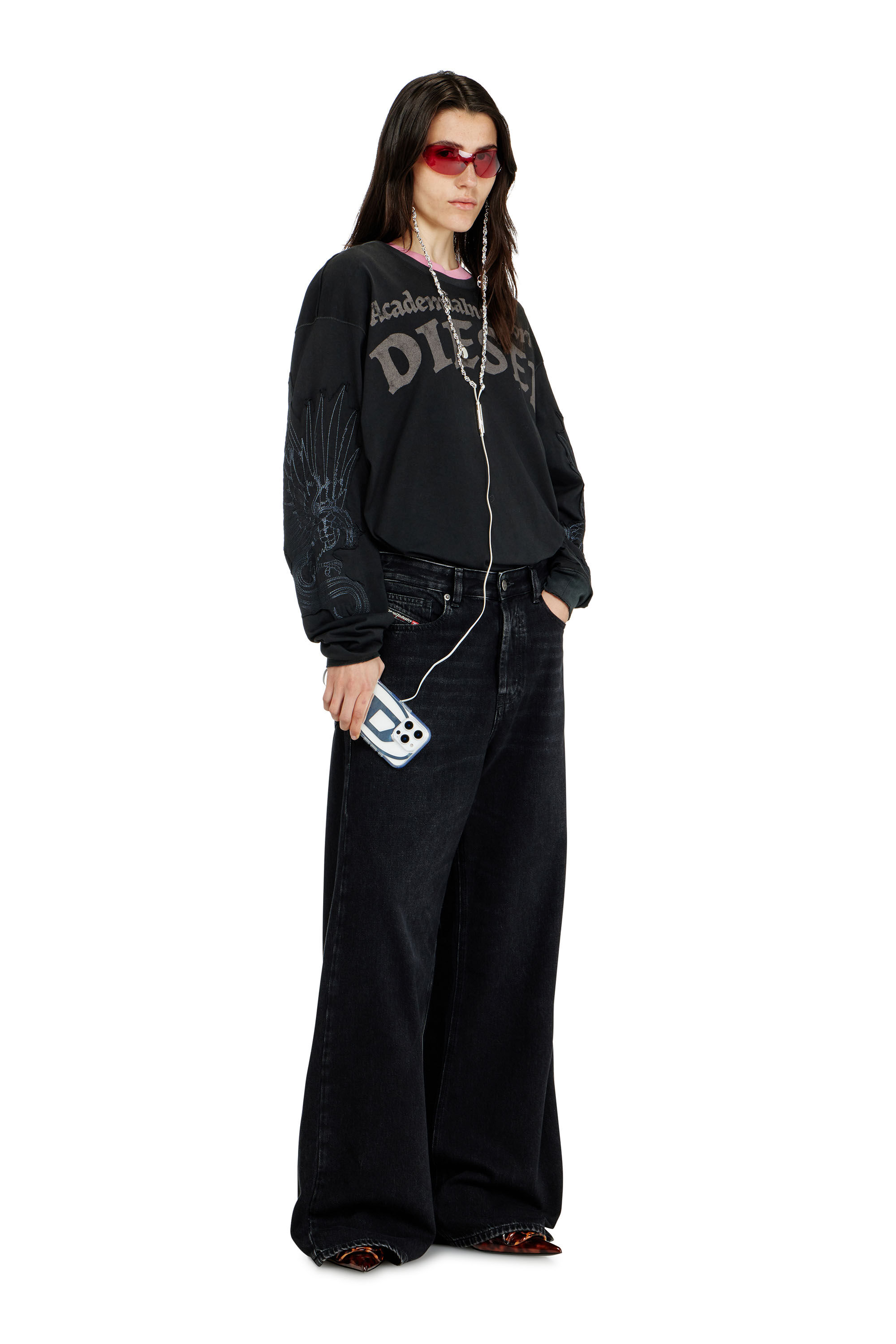 Women's Relaxed Jeans | Black/Dark grey | Diesel 1996 D-Sire