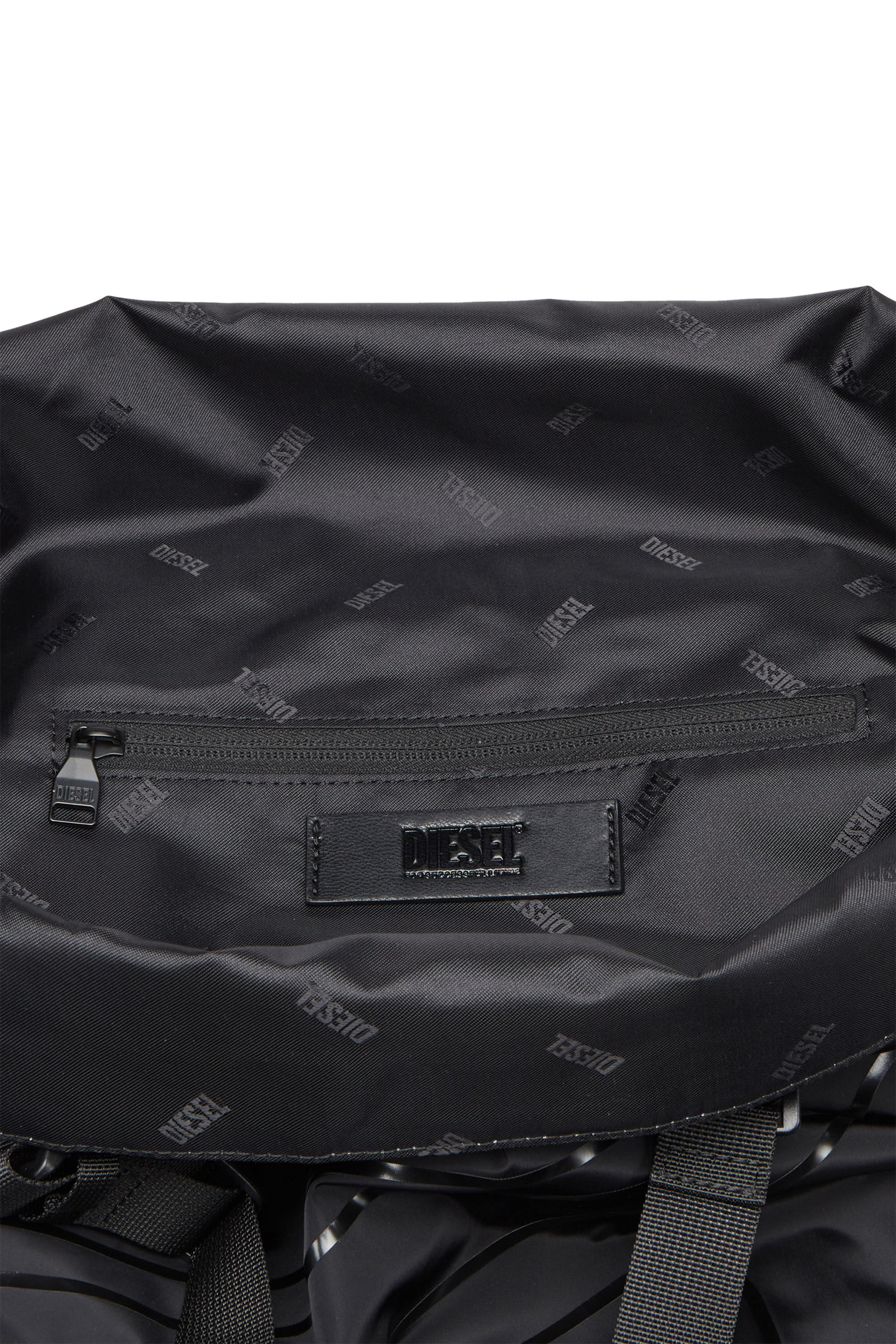 Diesel - DRAPE TOTE, Man's Drape-Nylon roll-top crossbody bag in Black - 2