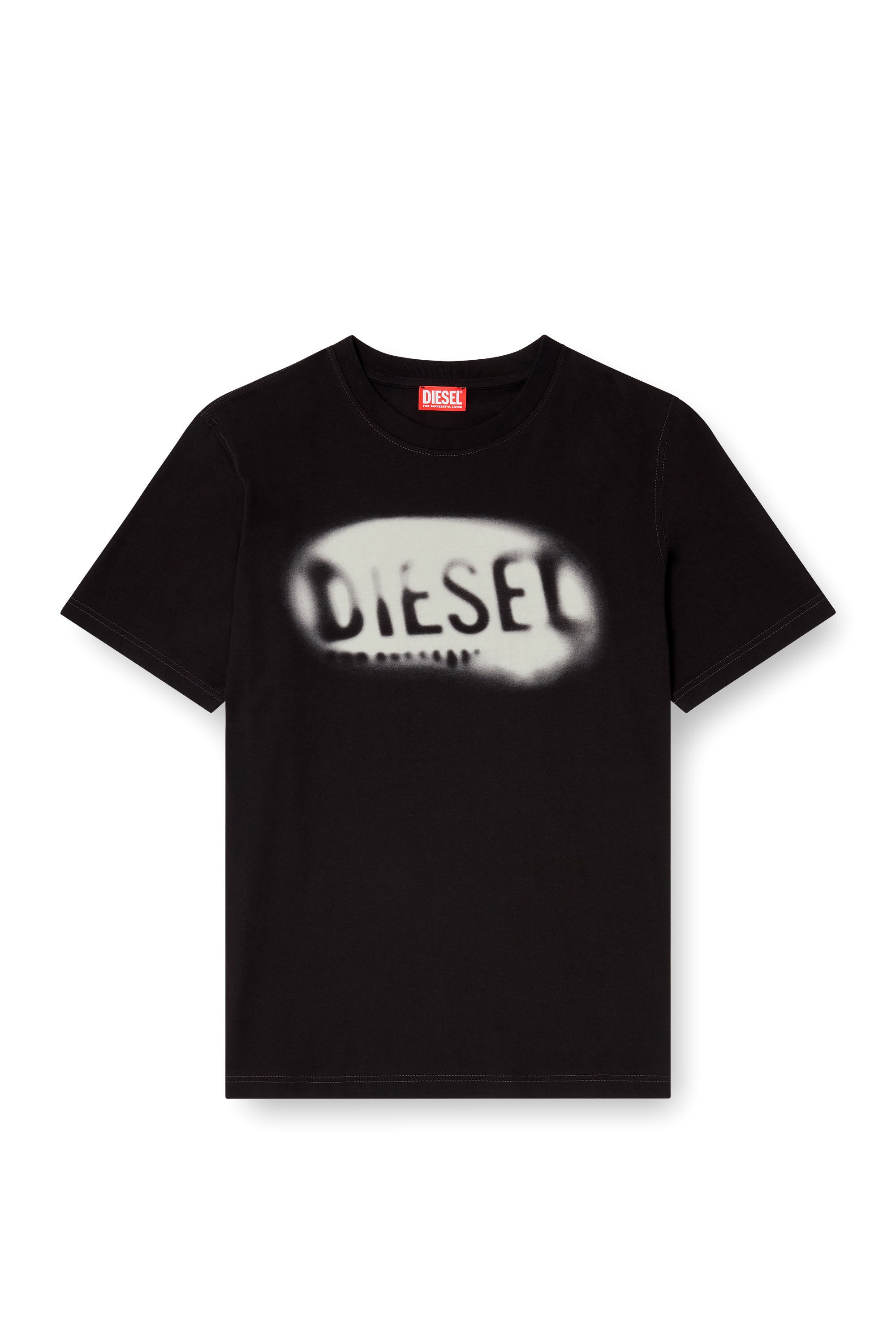 Men's Light cotton T-shirt with faded logo | Black | Diesel