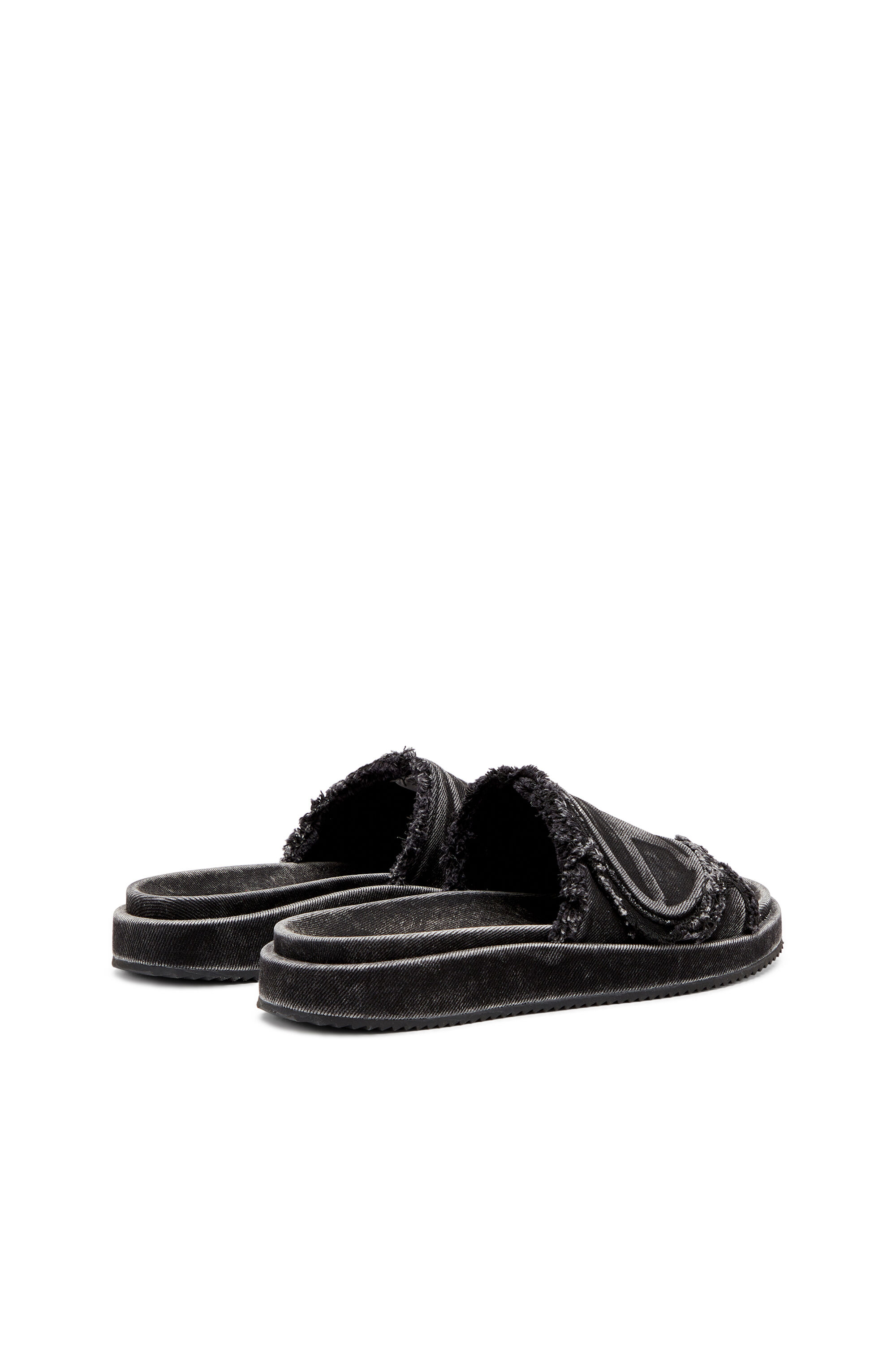 Women's Sa-Slide D-Distressed denim slides | Black | Diesel