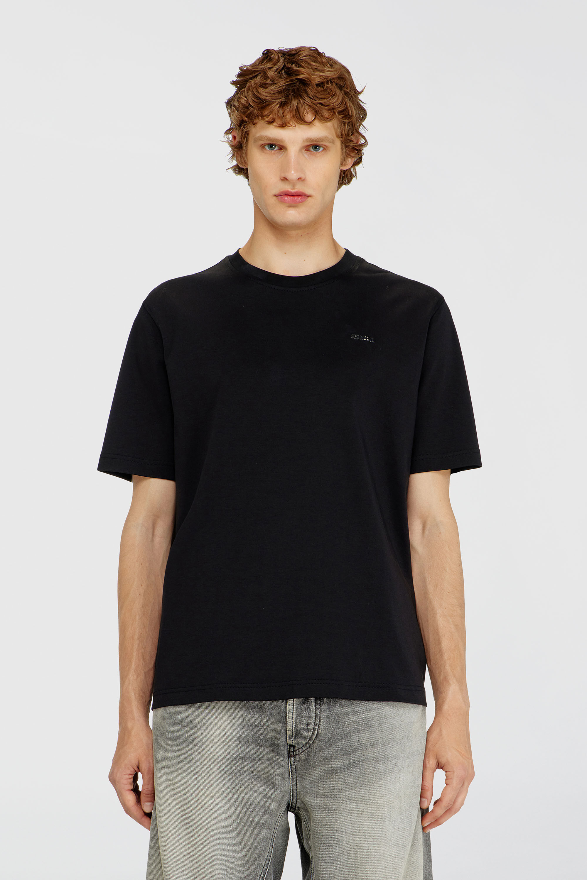 Diesel - T-ADJUST-MET, Man's Cotton T-shirt with small logo on chest in Black - 3
